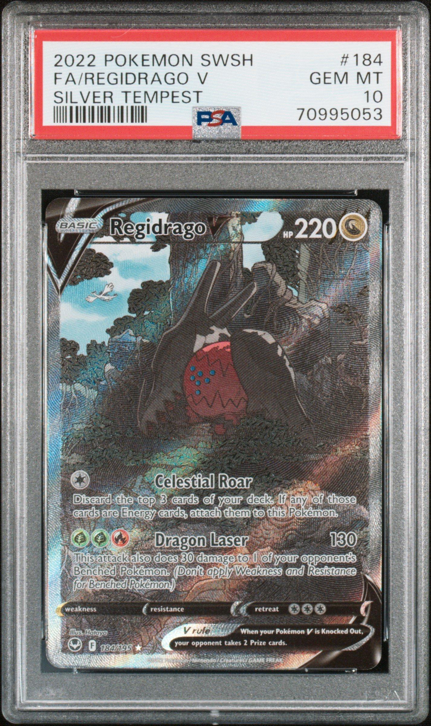 2022 Pokemon Sword & Shield Silver Tempest 184 Full Art/regidrago V PSA 10