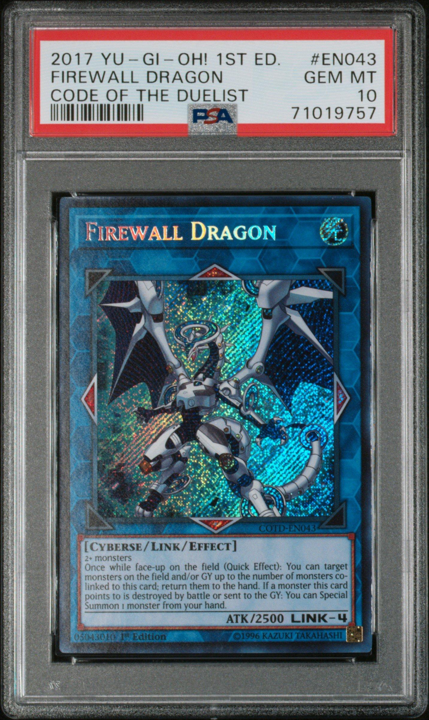 Yu-Gi-Oh 2017 Secret online Rare Firewall Dragon 1st Edition PSA 9 Code of the Duelist