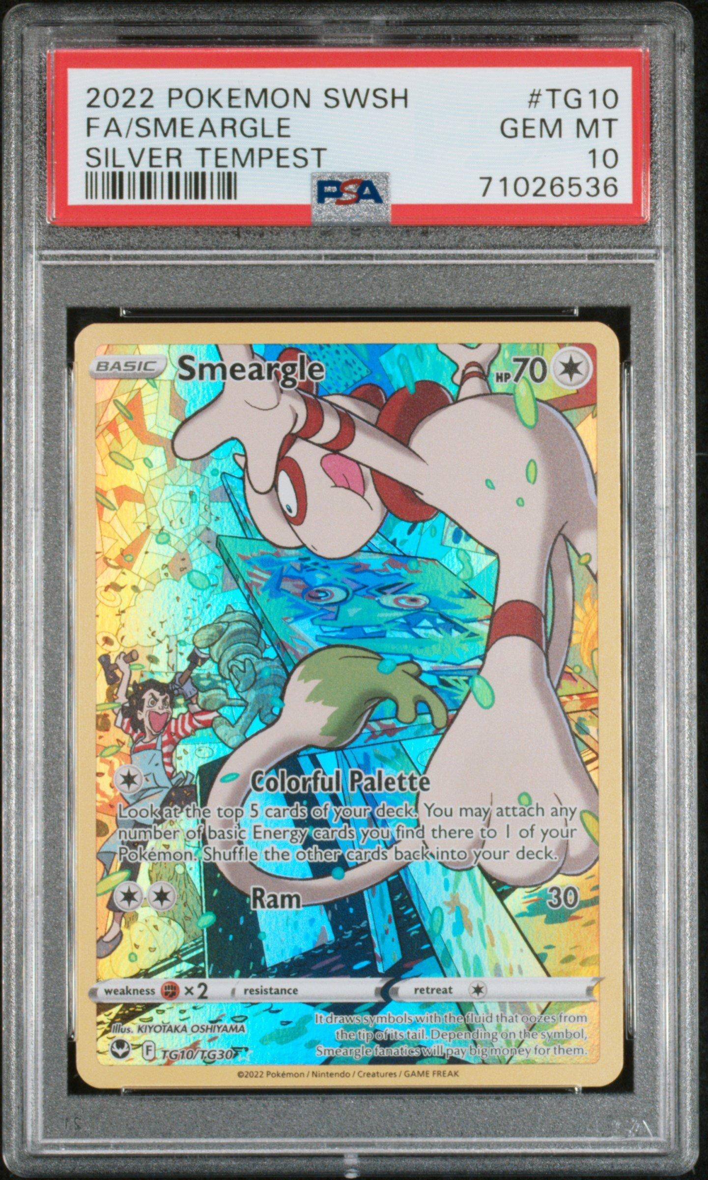 2022 Pokemon Sword & Shield Silver Tempest Tg10 Full Art/smeargle PSA 10