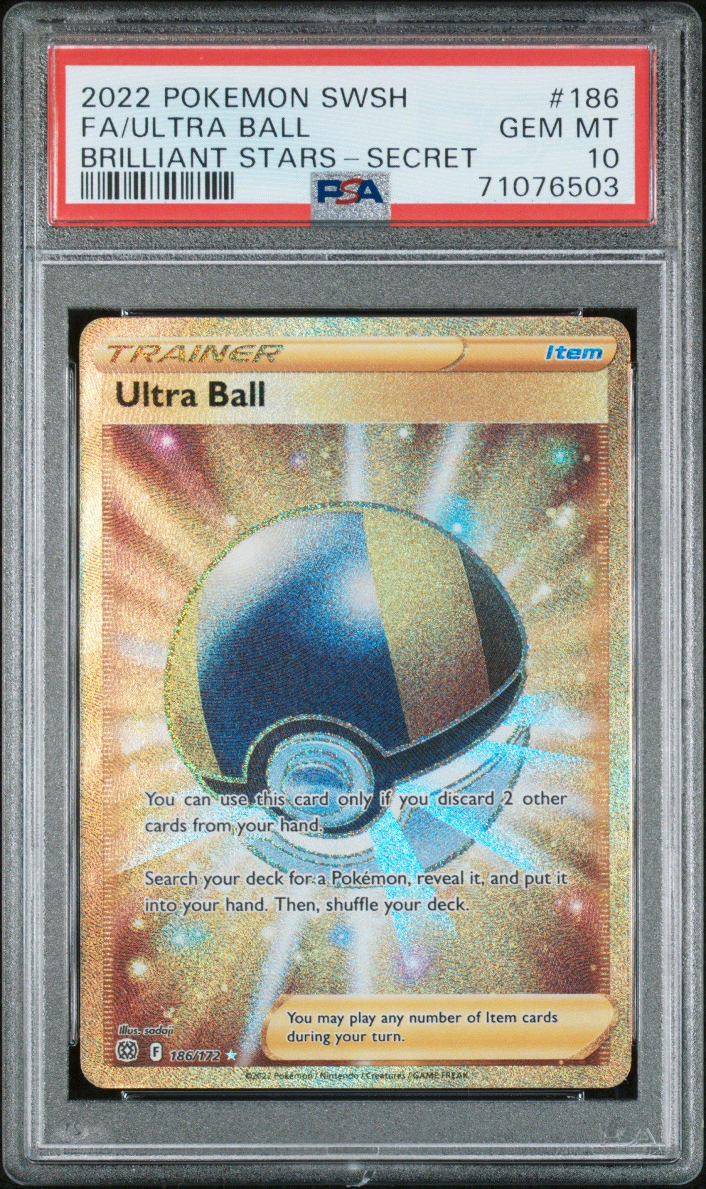 ultra ball secret rare pokemon card Brilliant Stars 186/172 *M* – Brokenvase Games Ryo Ueda TCGplayer Tip 2022 PSA 8 FA Ultra