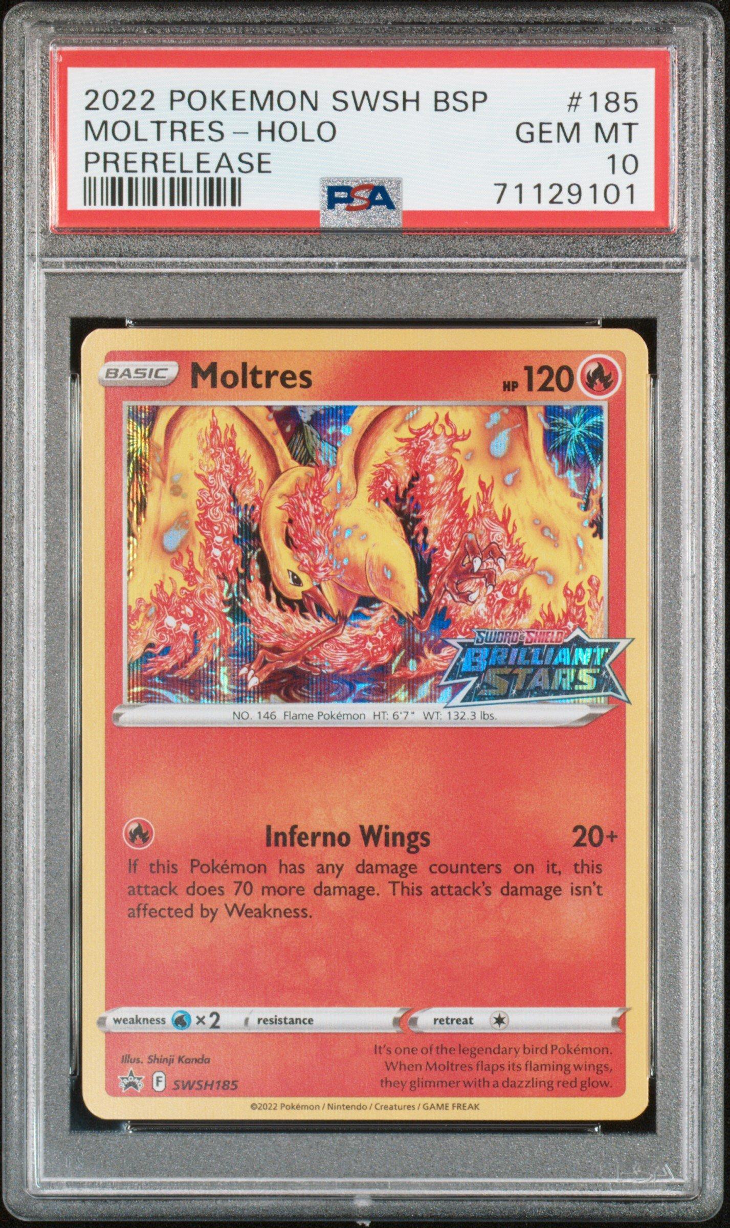 2022 Pokemon Swsh Black Star Promo 185 Moltres PSA 10