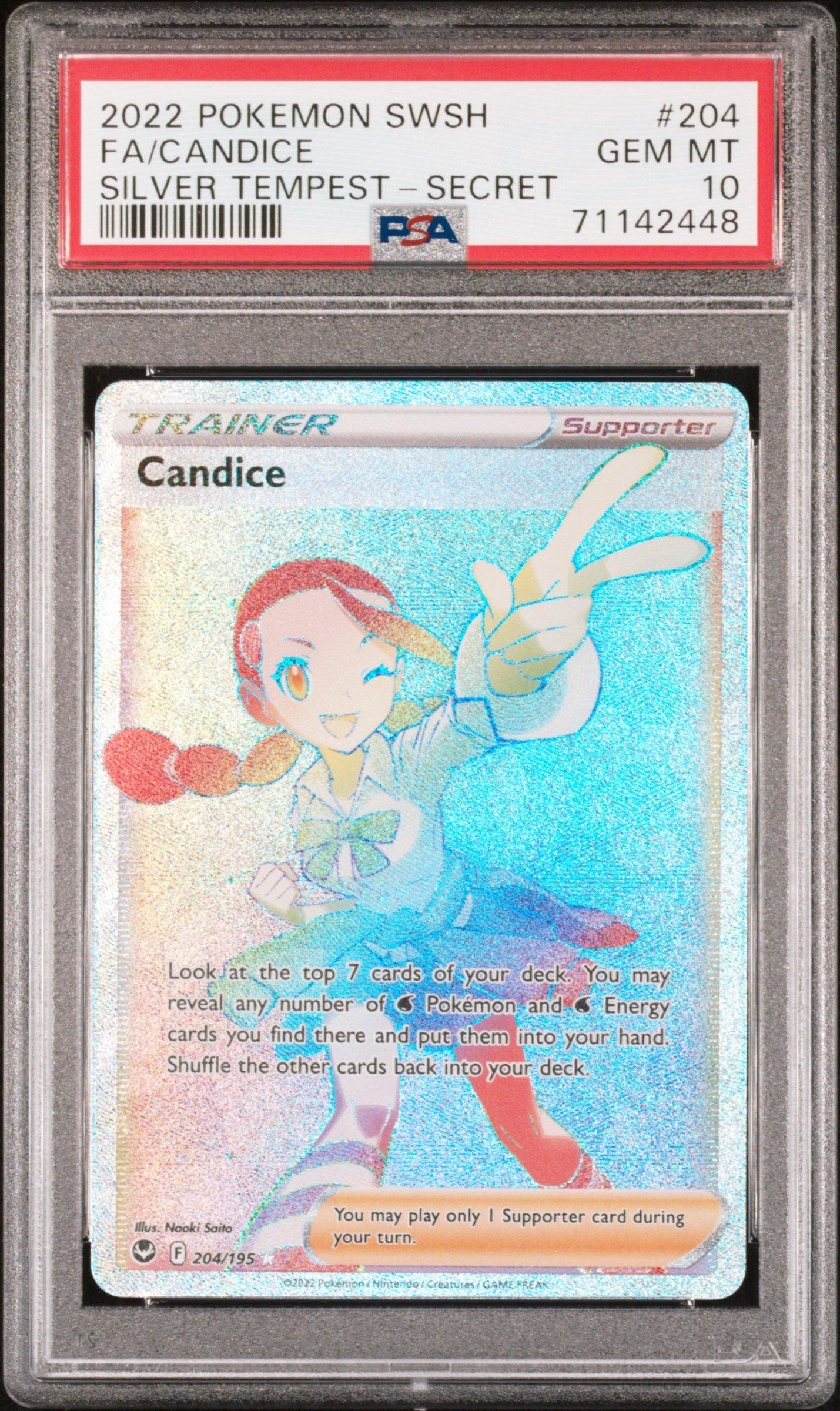 2022 Pokemon Sword & Shield Silver Tempest 204 Full Art/candice Secret PSA