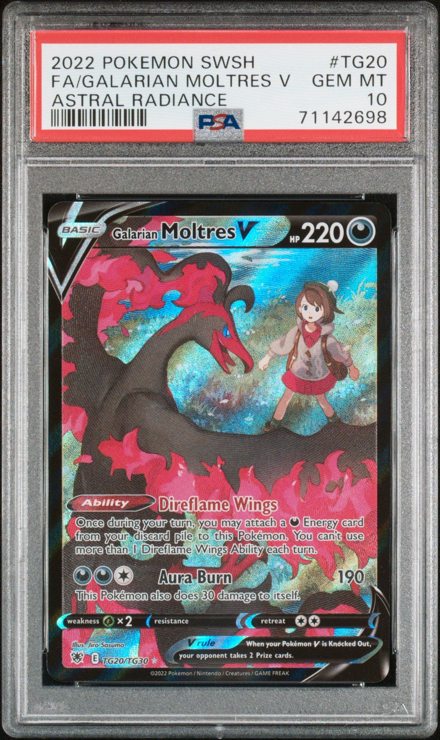 2022 Pokemon Sword & Shield Astral Radiance Tg20 Full Art/galarian Moltres V PSA