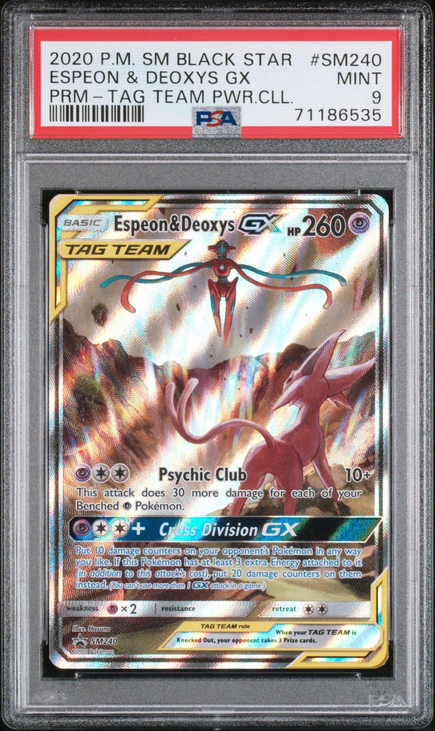 2020 Pokemon Sm Black Star Promo Sm240 Espeon & Deoxys Gx Tag Team