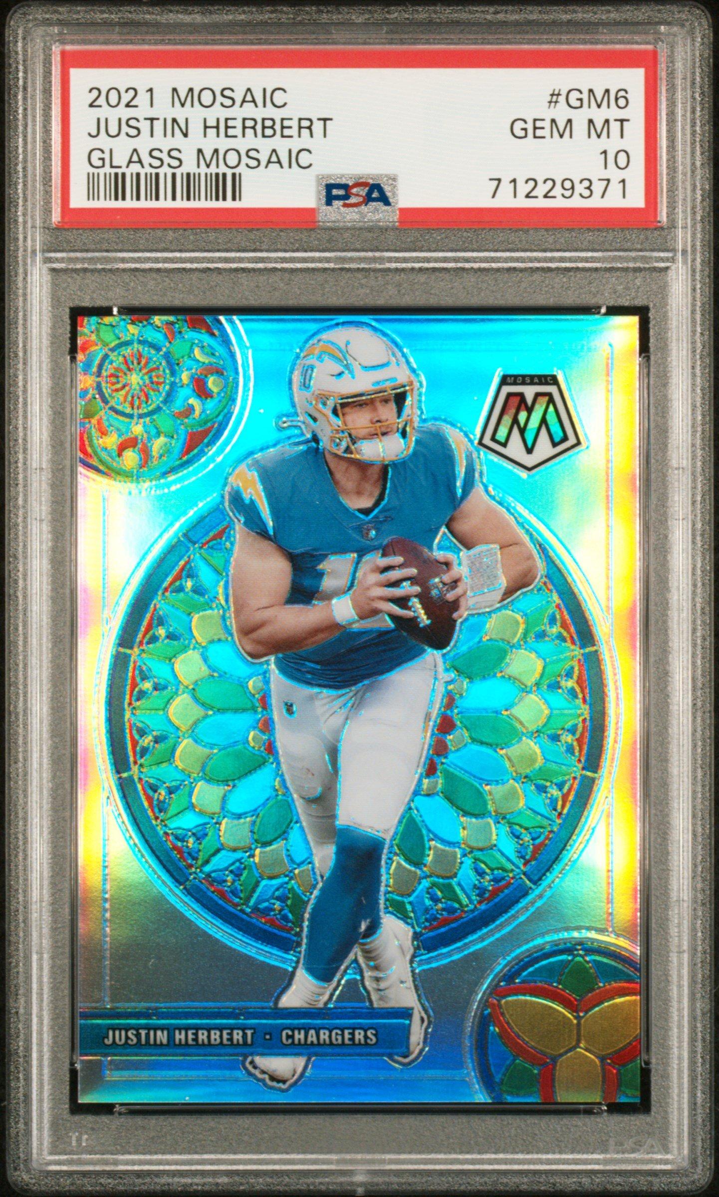 2021 Panini Mosaic Glass Mosaic Gm6 Justin Herbert PSA 10 Graded