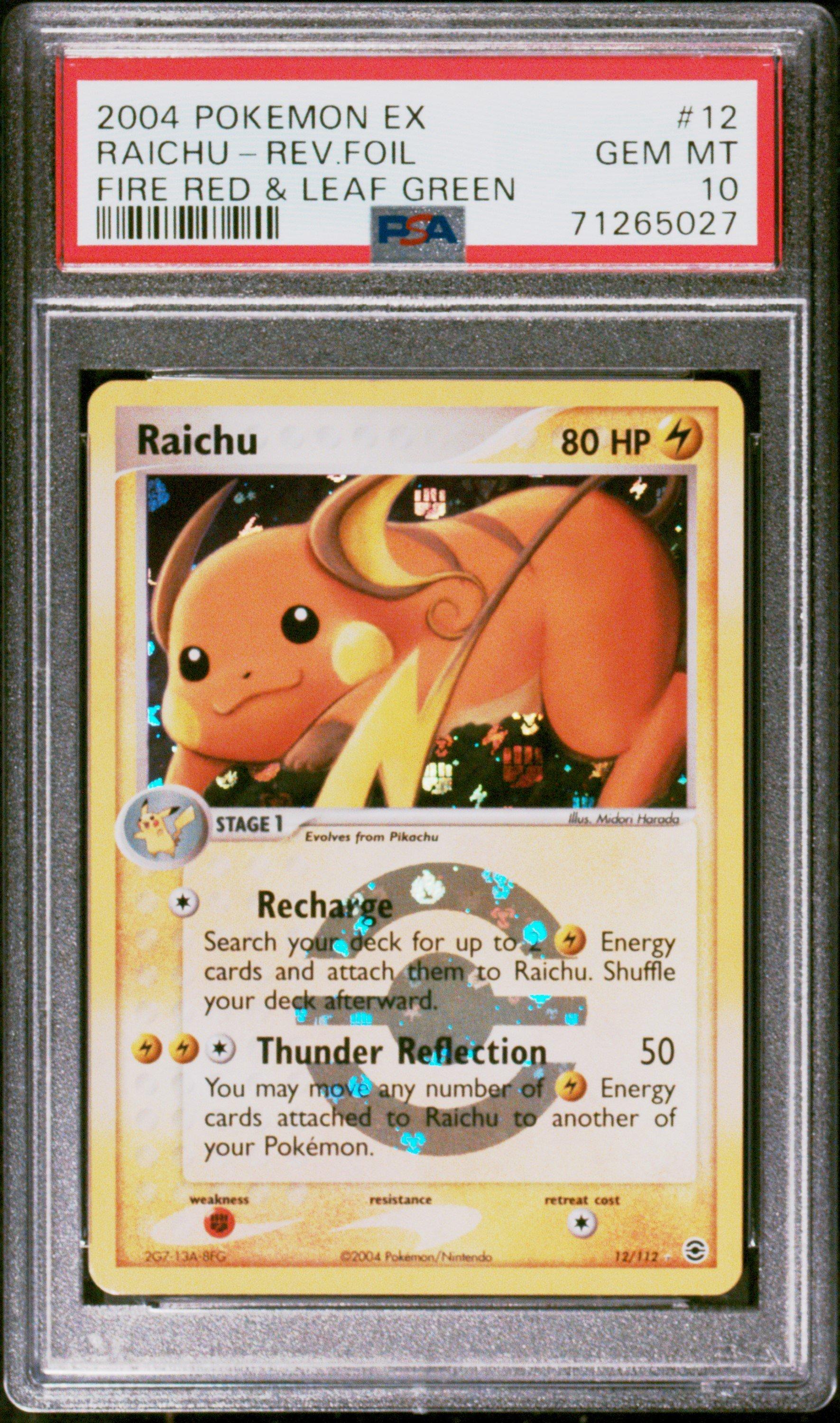 2004 Pokemon Ex Fire Red & Leaf Green 12 Raichu-reverse Foil PSA