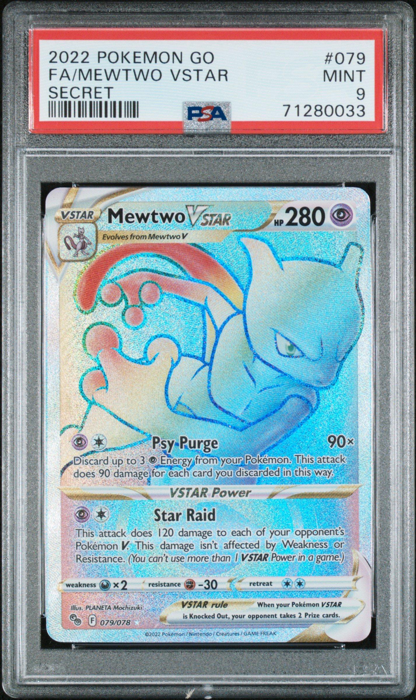 ☆☆☆ 2022 Pokemon Go 079 Full Art/mewtwo Vstar Secret PSA 9 Graded Card