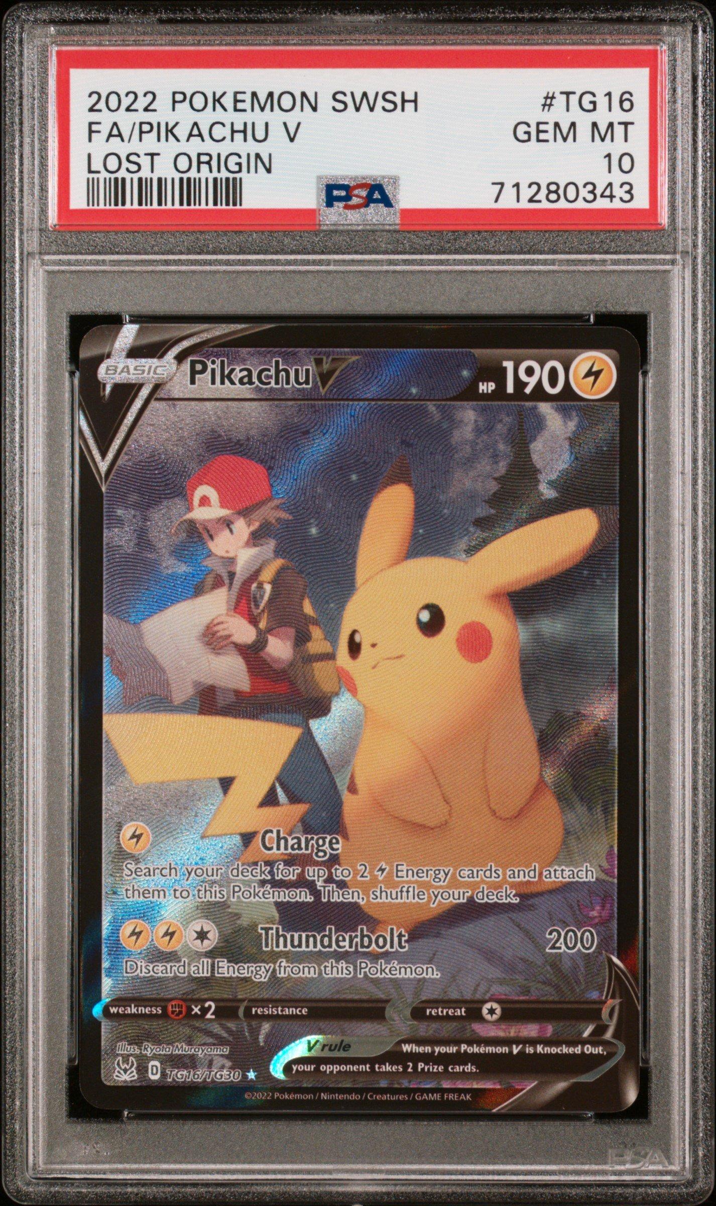 2022 Pokemon Sword & Shield Lost Origin Tg16 Fa/pikachu V PSA