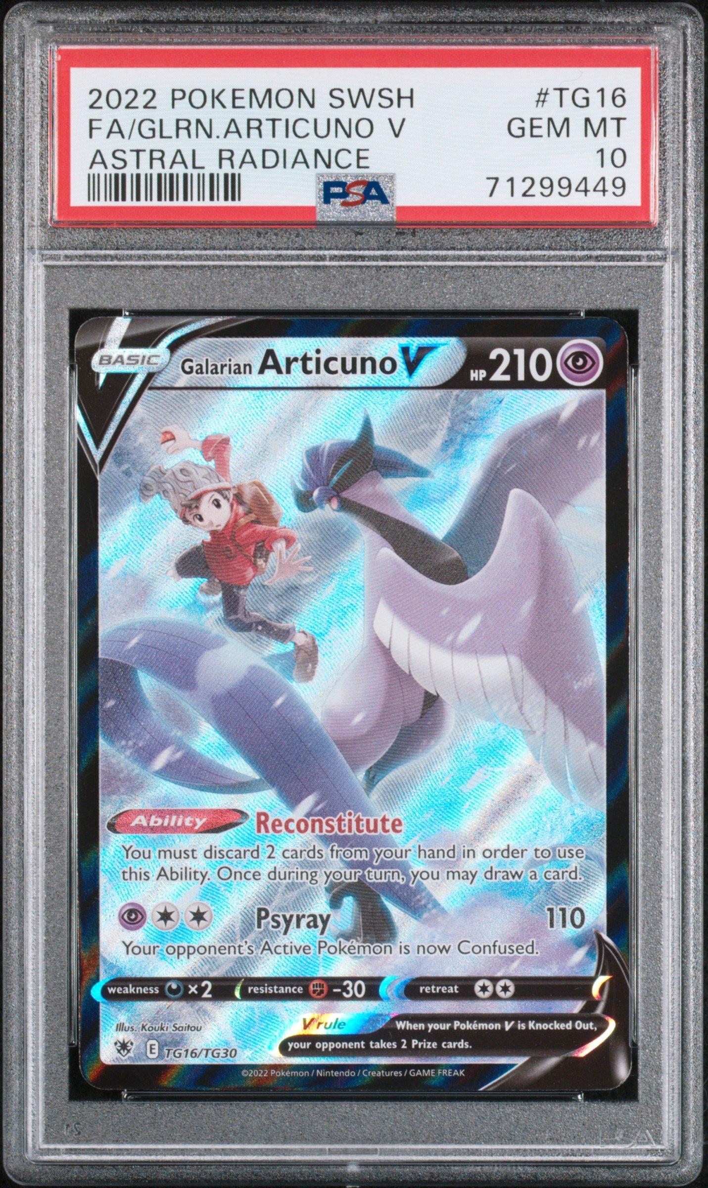 2022 Pokemon Sword & Shield Astral Radiance Tg16 Fa/glrn.articuno V PSA 10