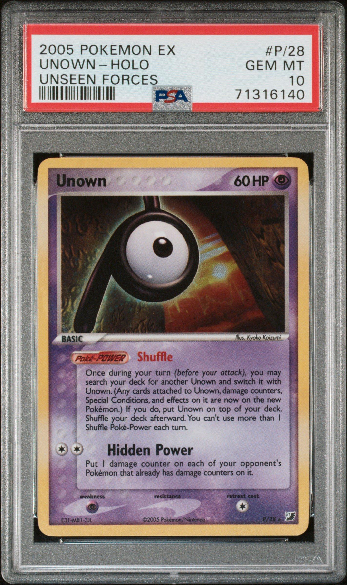 2005 Pokemon Ex Unseen Forces P/28 Unown-holo PSA 10