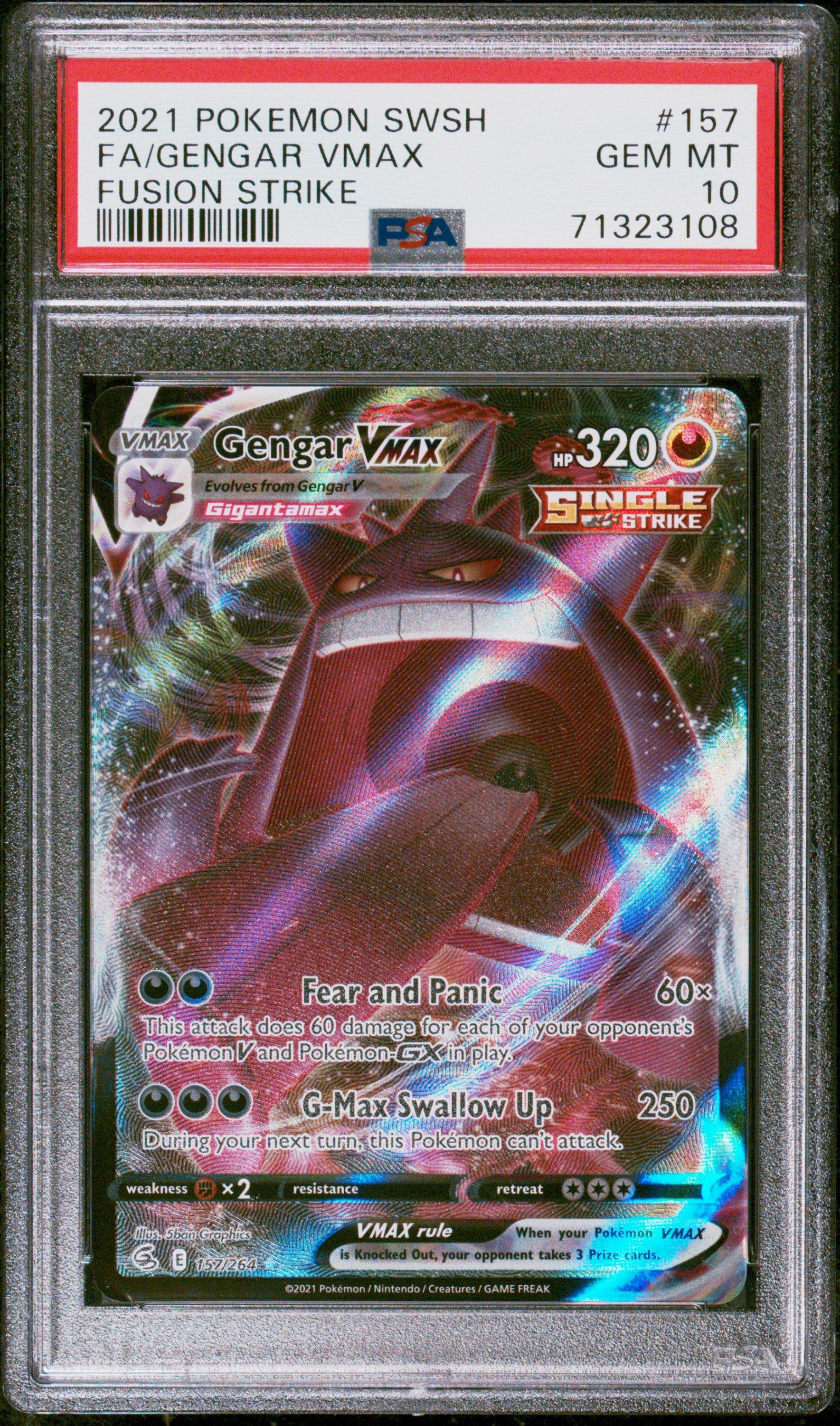 2021 Pokemon Sword & Shield Fusion Strike 157 Full Art/gengar Vmax