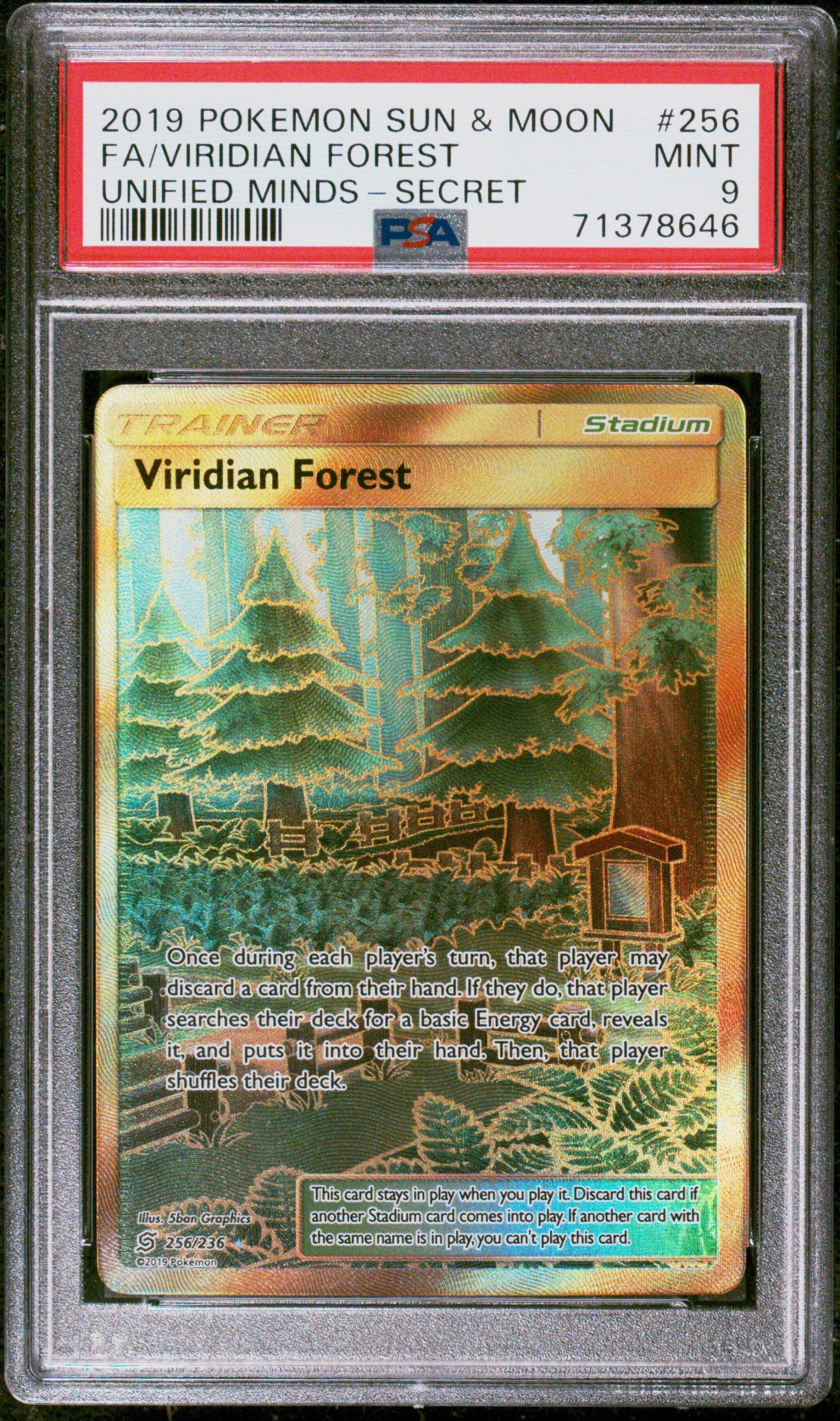 2019 Pokemon Sun & Moon Unified Minds 256 Full Art/viridian Forest Secret PSA