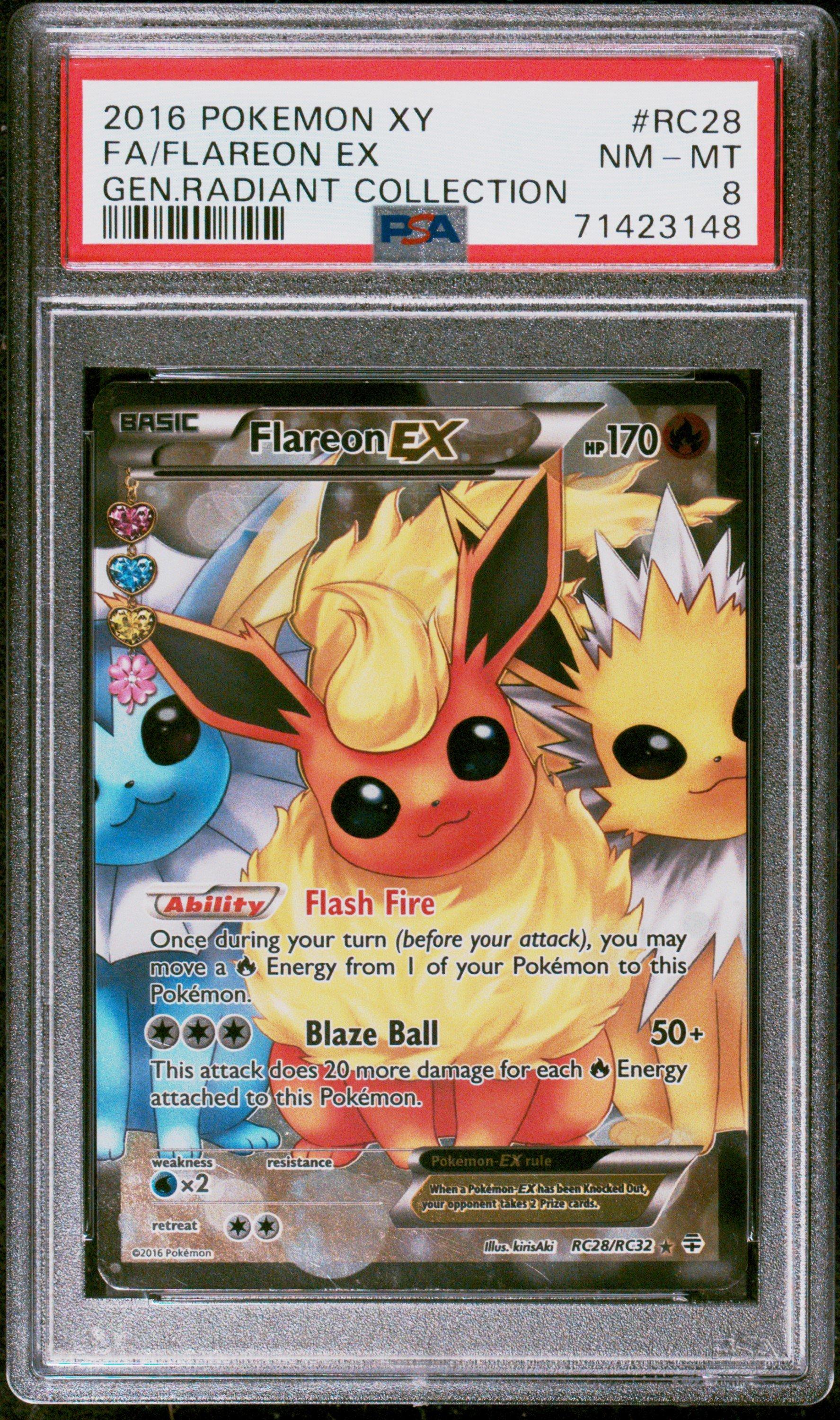 2016 Pokemon Xy Generations Radiant Collection Rc28 Full Art/flareon Ex PSA 8