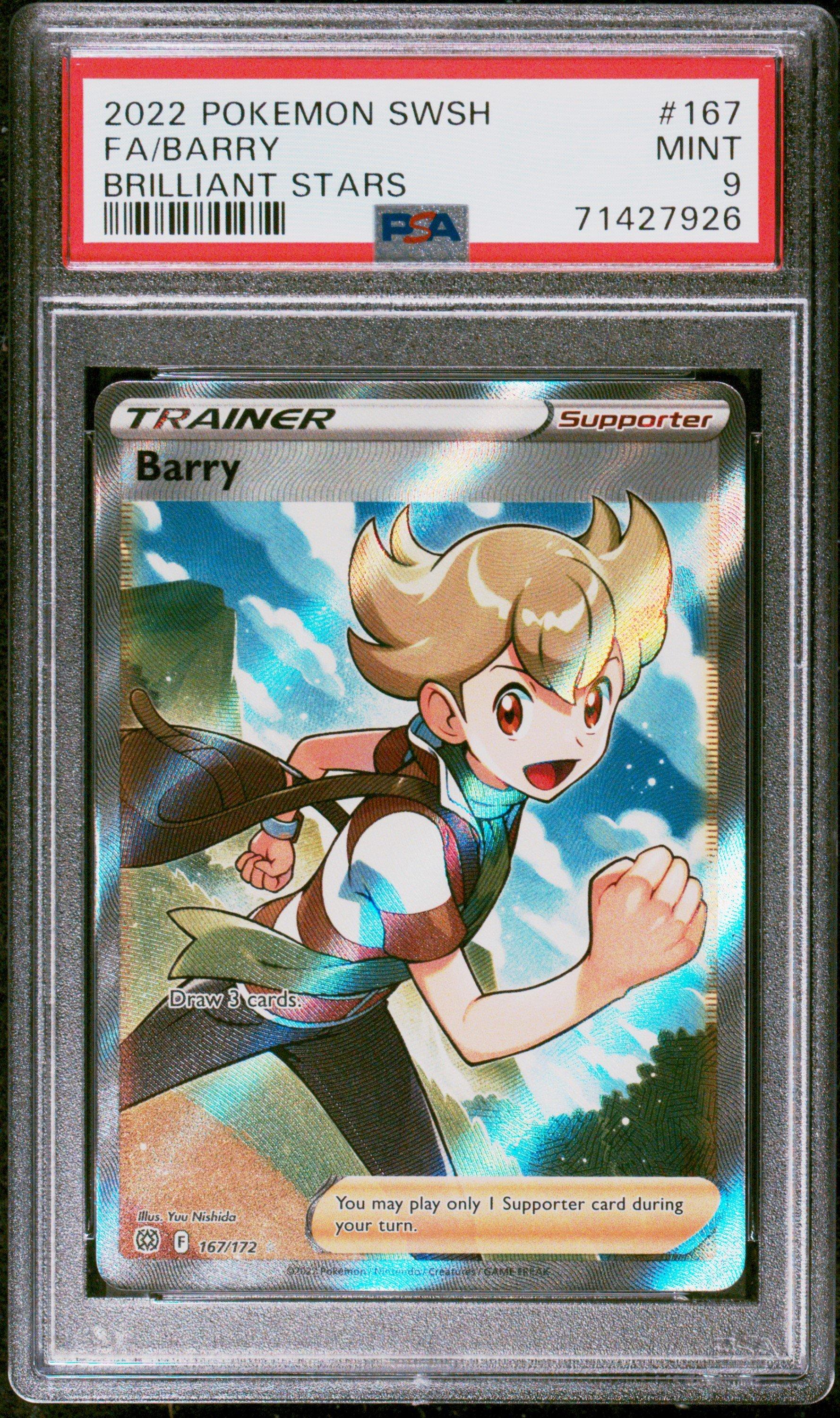 2022 Pokemon Sword & Shield Brilliant Stars 167 Full Art/barry PSA 9