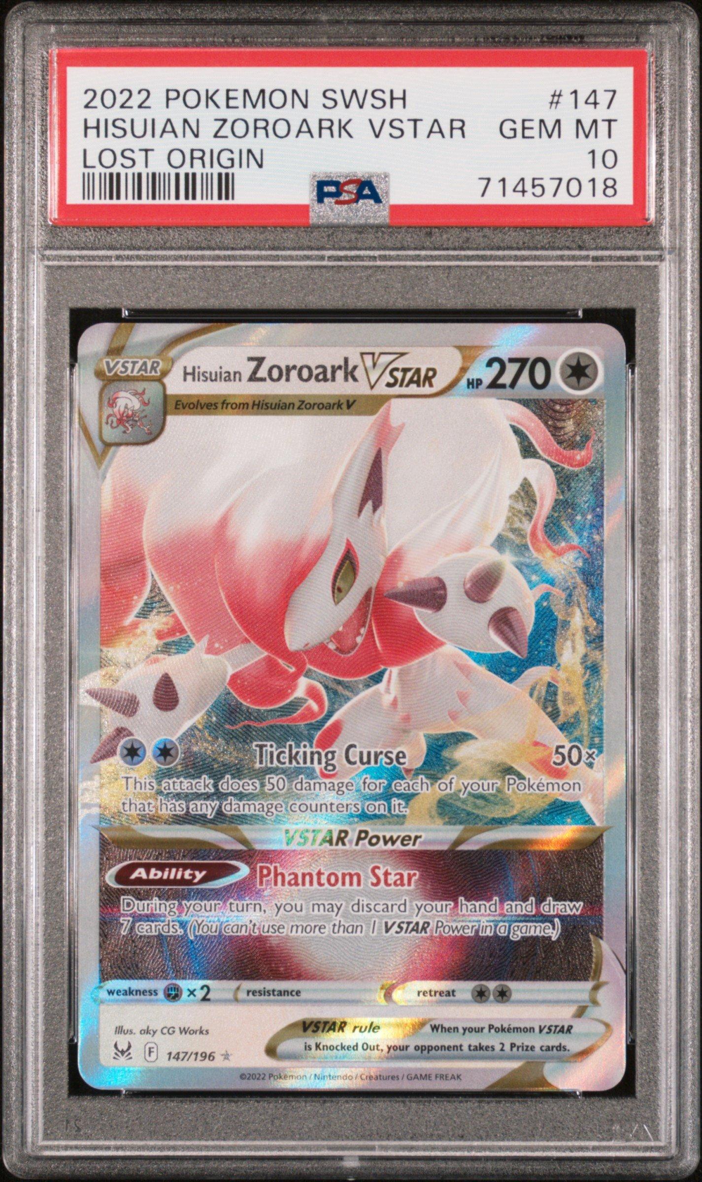 2022 Pokemon Sword & Shield Lost Origin 147 Hisuian Zoroark Vstar PSA