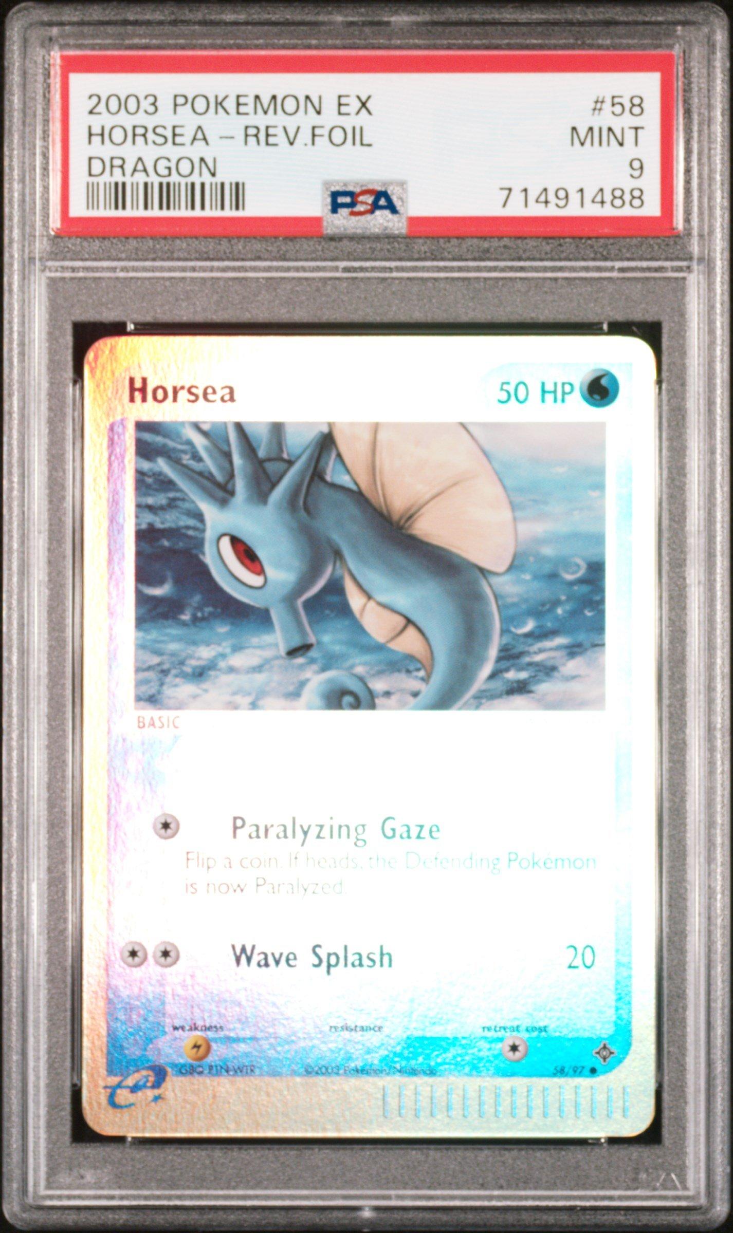 2003 Pokemon Ex Dragon 58 Horsea-reverse Foil PSA 9