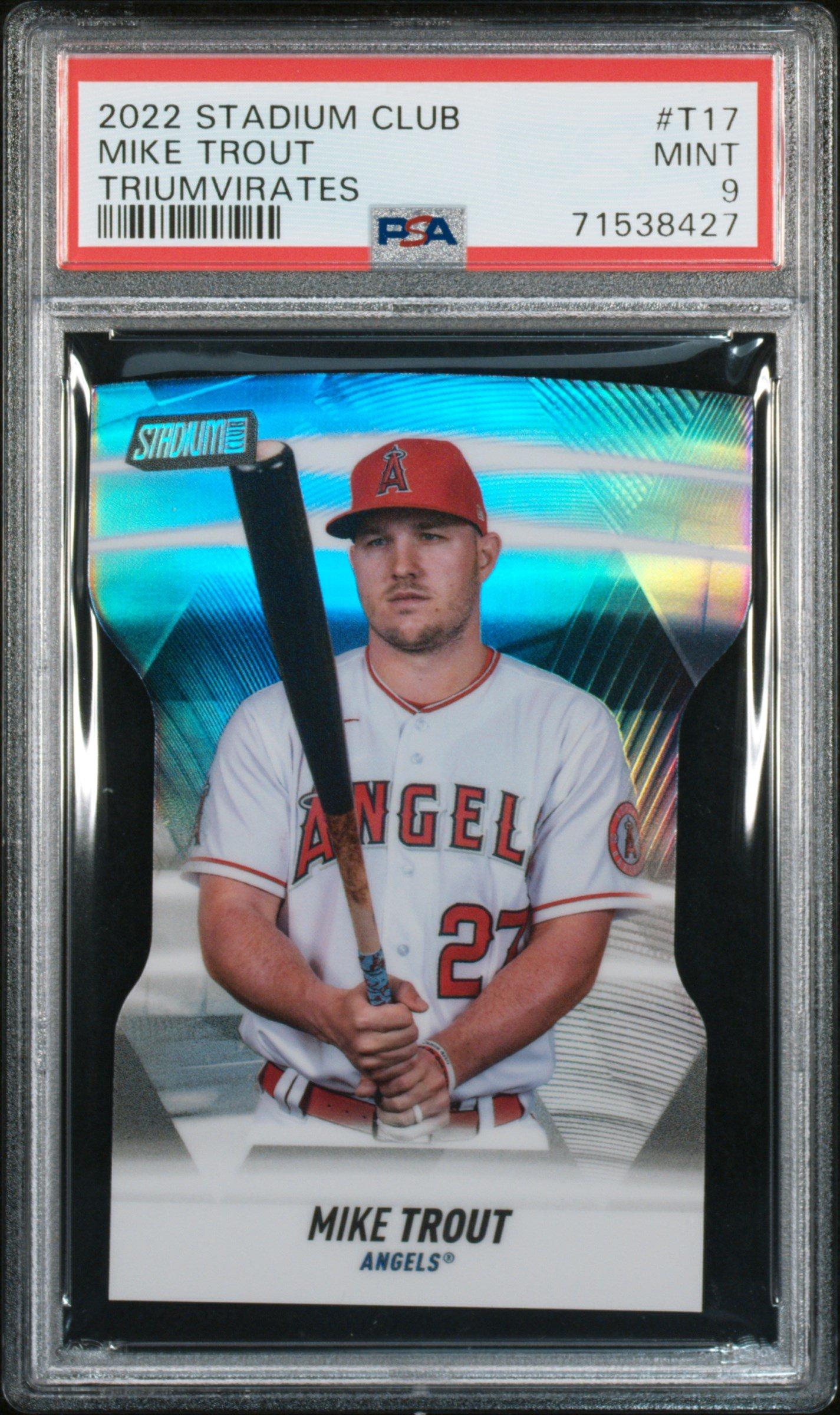 2022 Topps Stadium Club Triumvirates T17 Mike Trout PSA 9