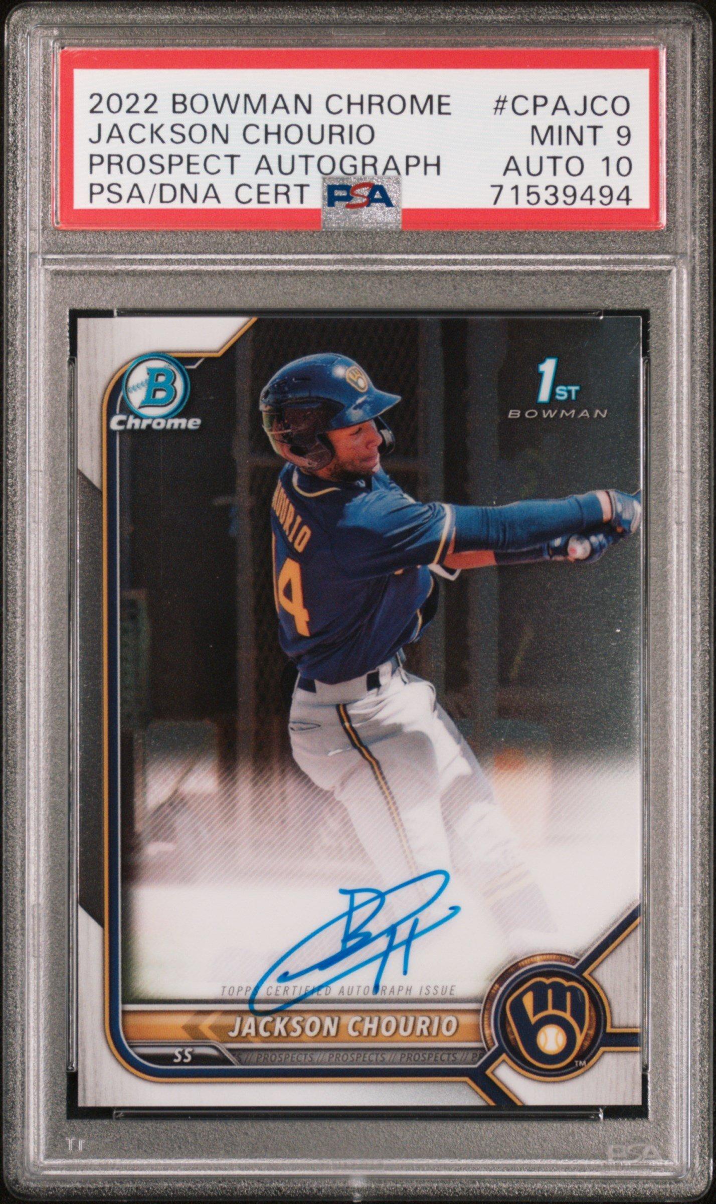 2022 Bowman Chrome Prospect Autographs Cpajco Jackson Chourio PSA