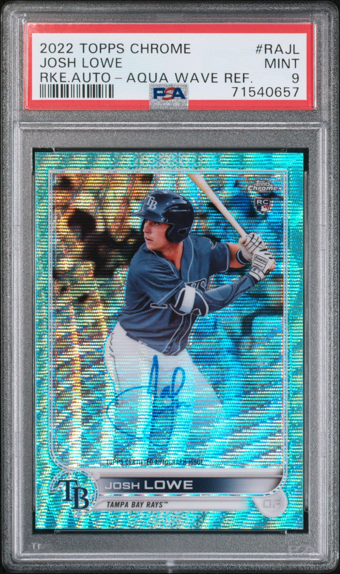 2022 Topps Chrome Rookie Autographs Rajl Josh Lowe Aqua Wave