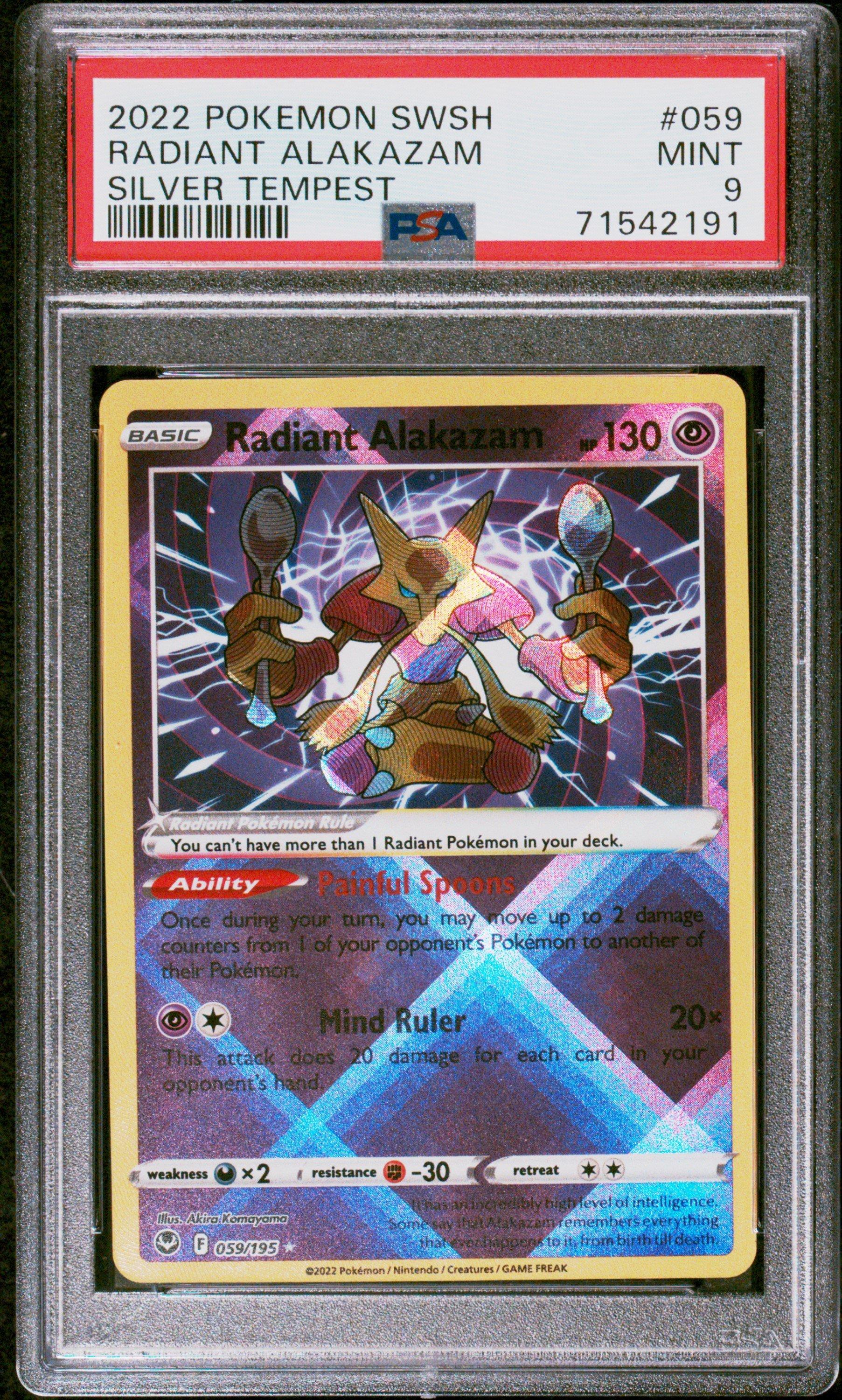 2022 Pokemon Sword & Shield Silver Tempest 059 Radiant Alakazam PSA 9  Graded Card | GameStop