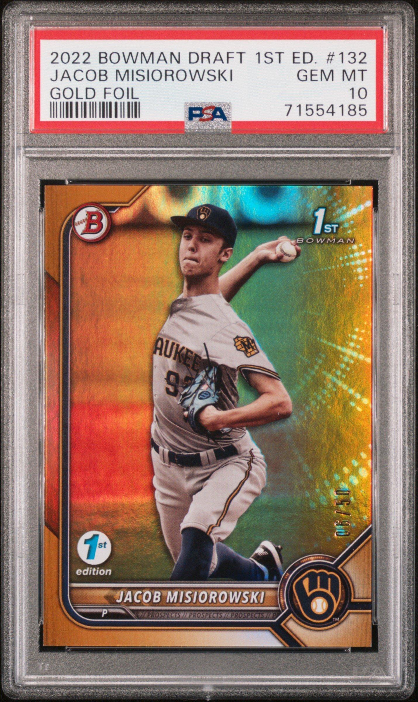 2022 Bowman Draft 1st Edition 132 Jacob Misiorowski Gold Foil PSA