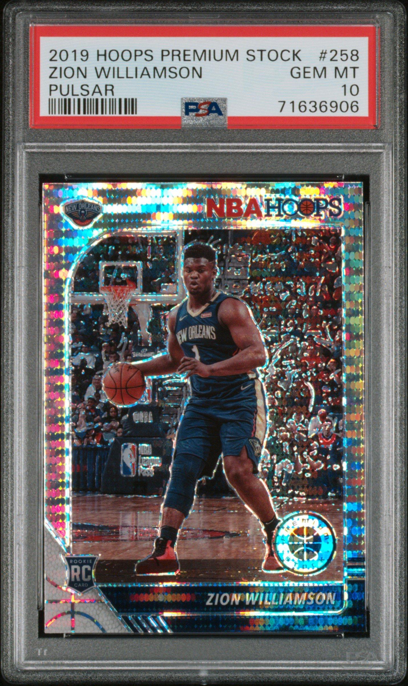 2019 Panini Hoops Premium Stock 258 Zion Williamson Pulsar PSA 10