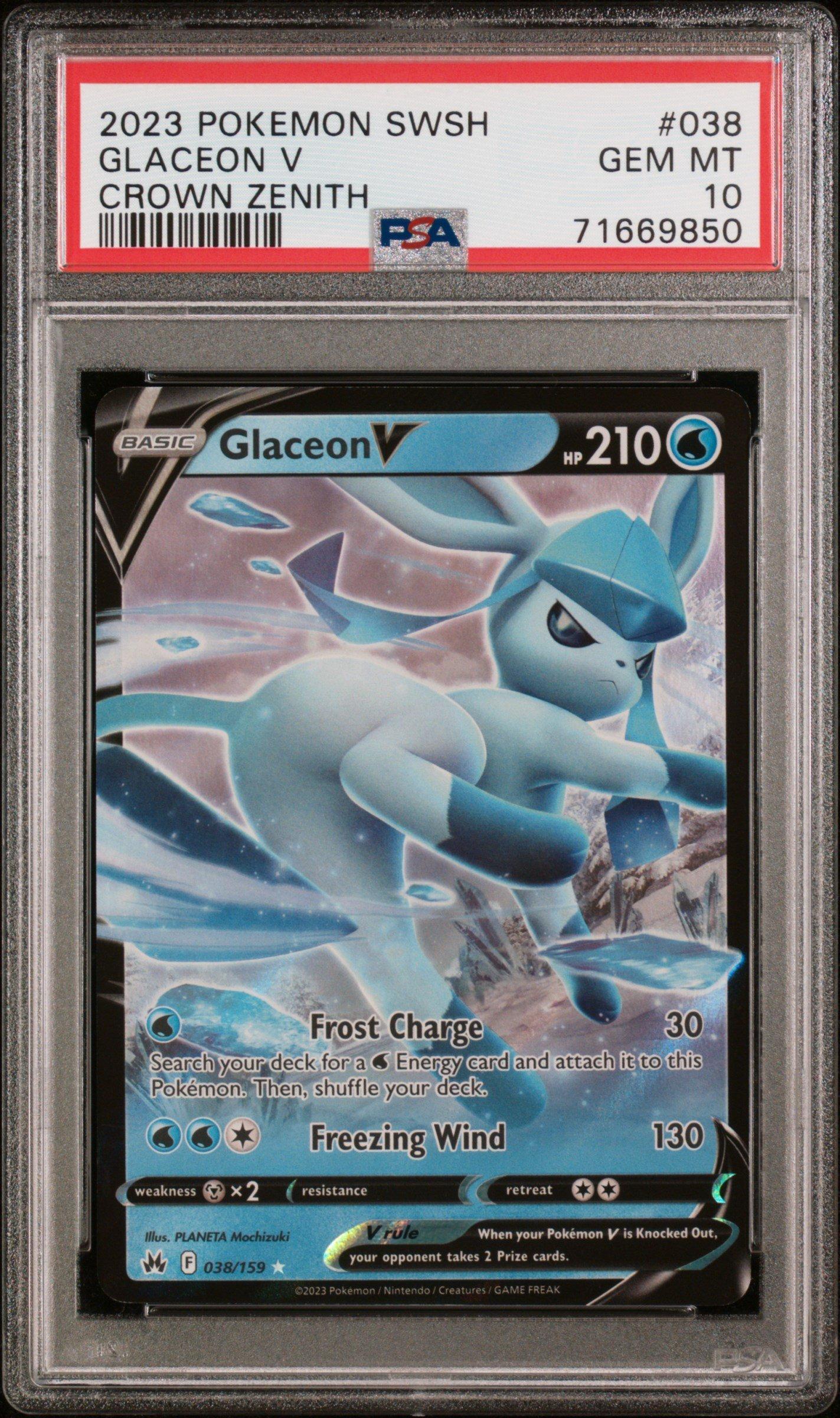 2023 Pokemon Sword And Shield Crown Zenith 038 Glaceon V PSA 10 Graded Card  | GameStop