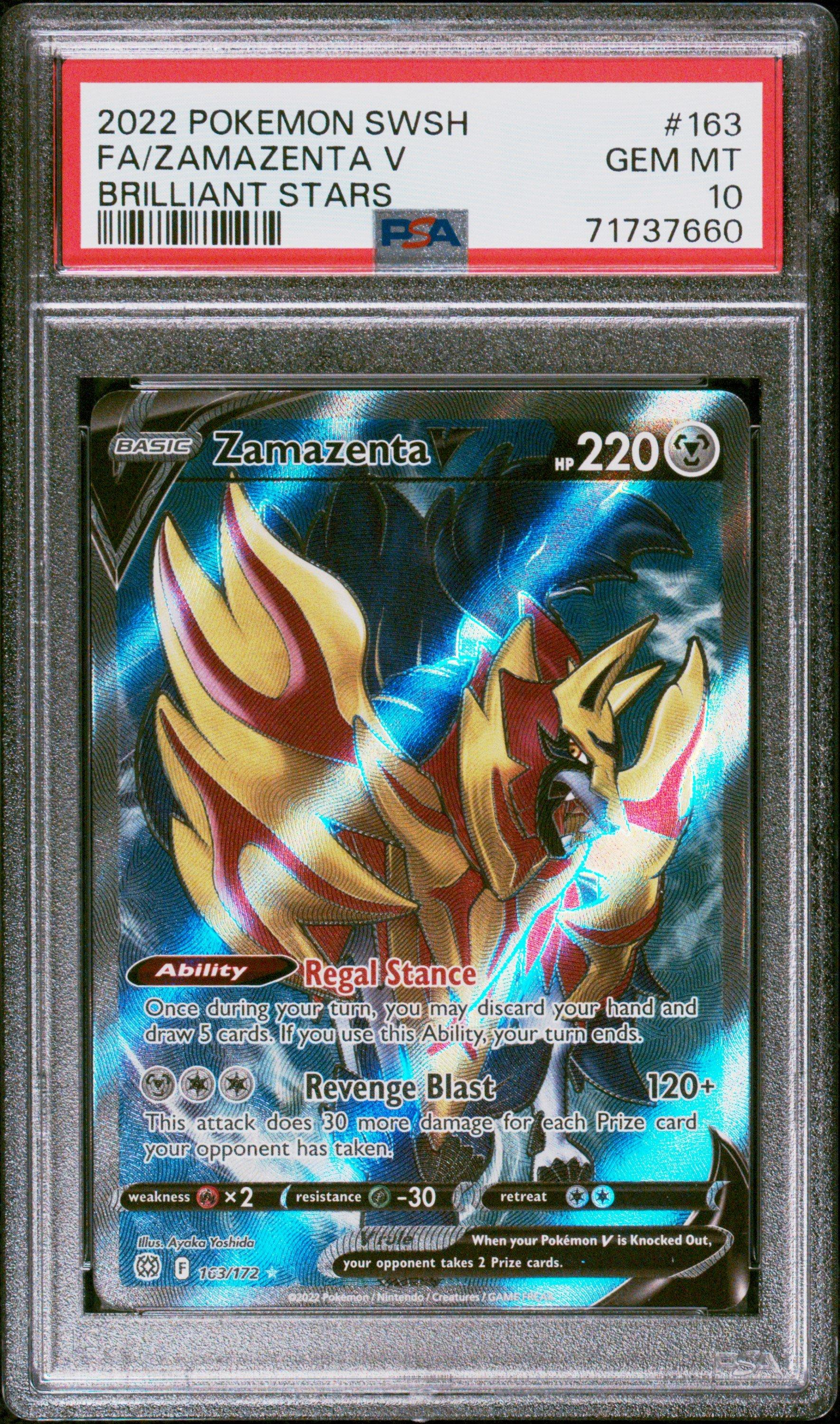2022 Pokemon Sword & Shield Brilliant Stars 163 Full Art/zamazenta V PSA