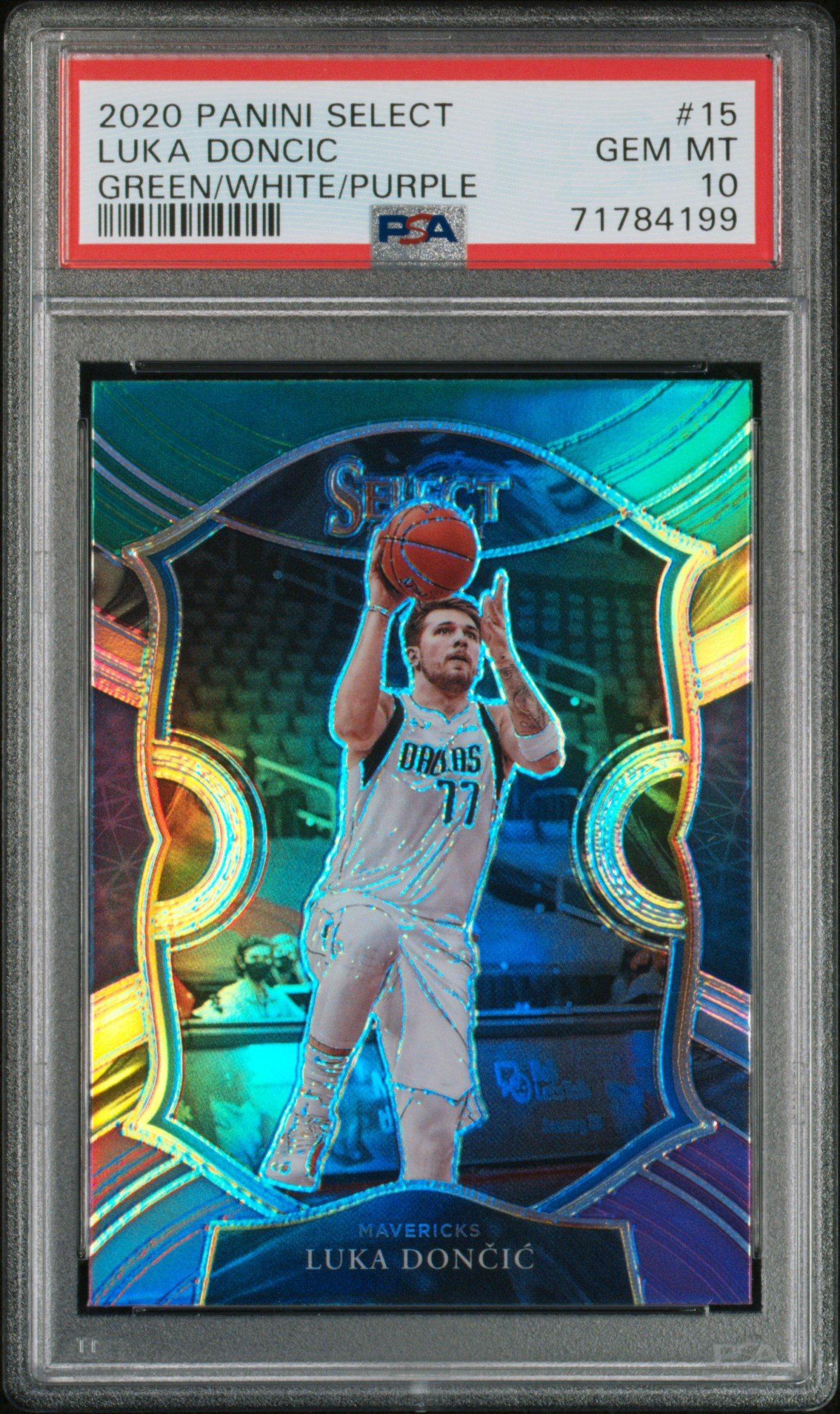 2020 Panini Select 15 Luka Doncic Green/white/purple PSA 10 Graded