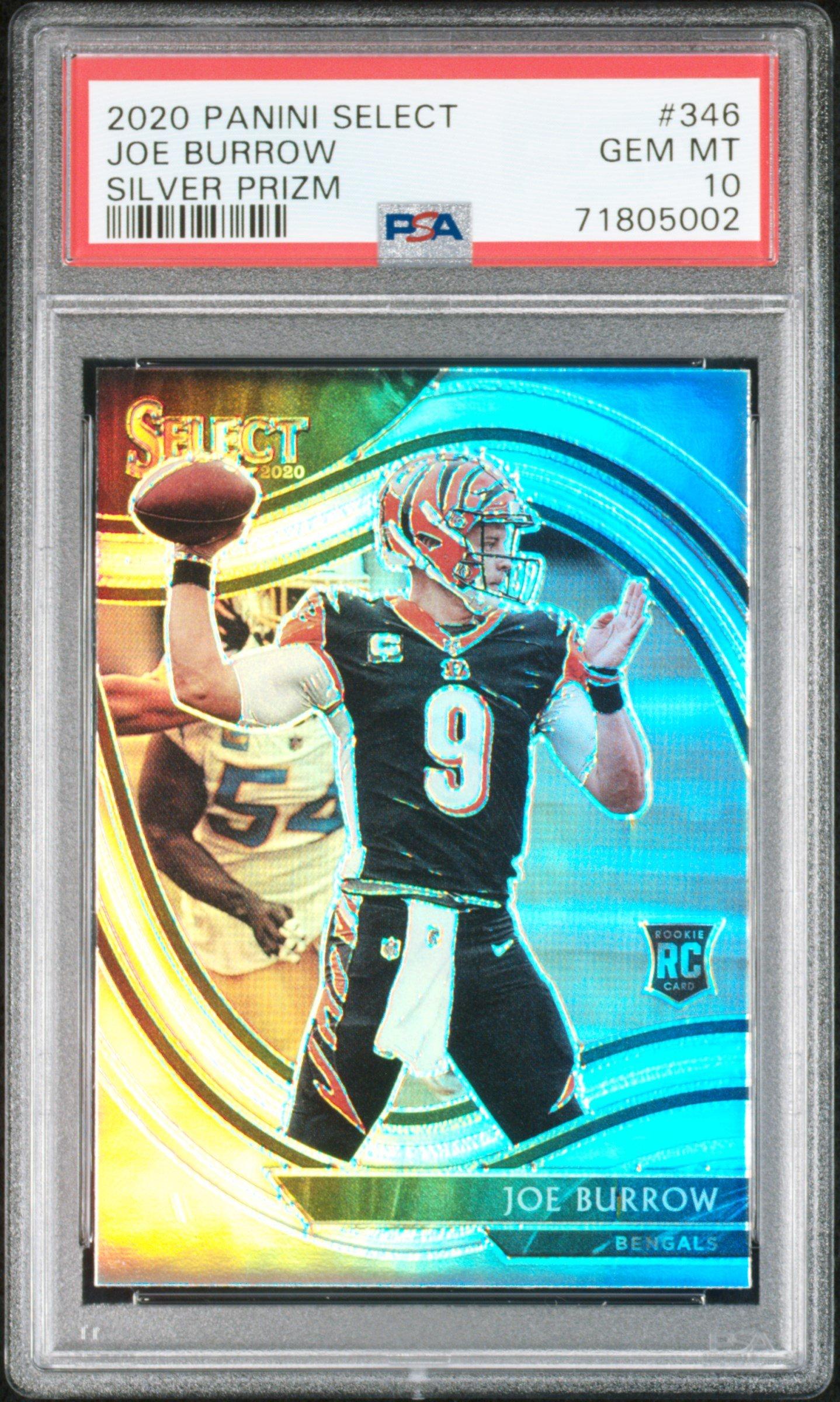 joe burrow graded rookie card 2020 Leaf Silver #RS-04 (Gem Mint 10) Joe Burrow Cincinnati Bengals Autographed