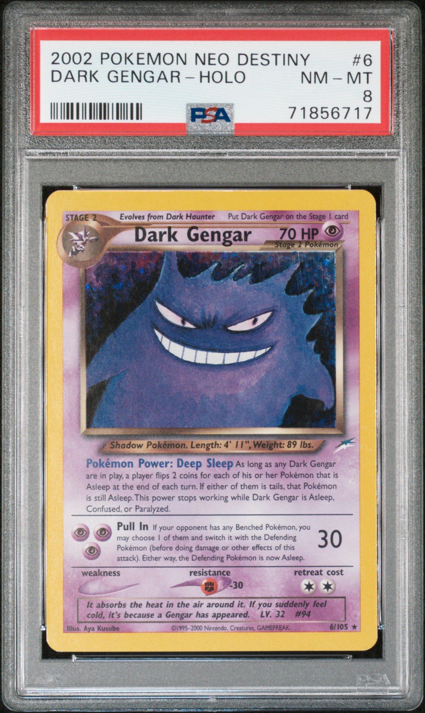 2002 Pokemon Neo Destiny 6 Dark Gengar-holo PSA 8 Graded Card