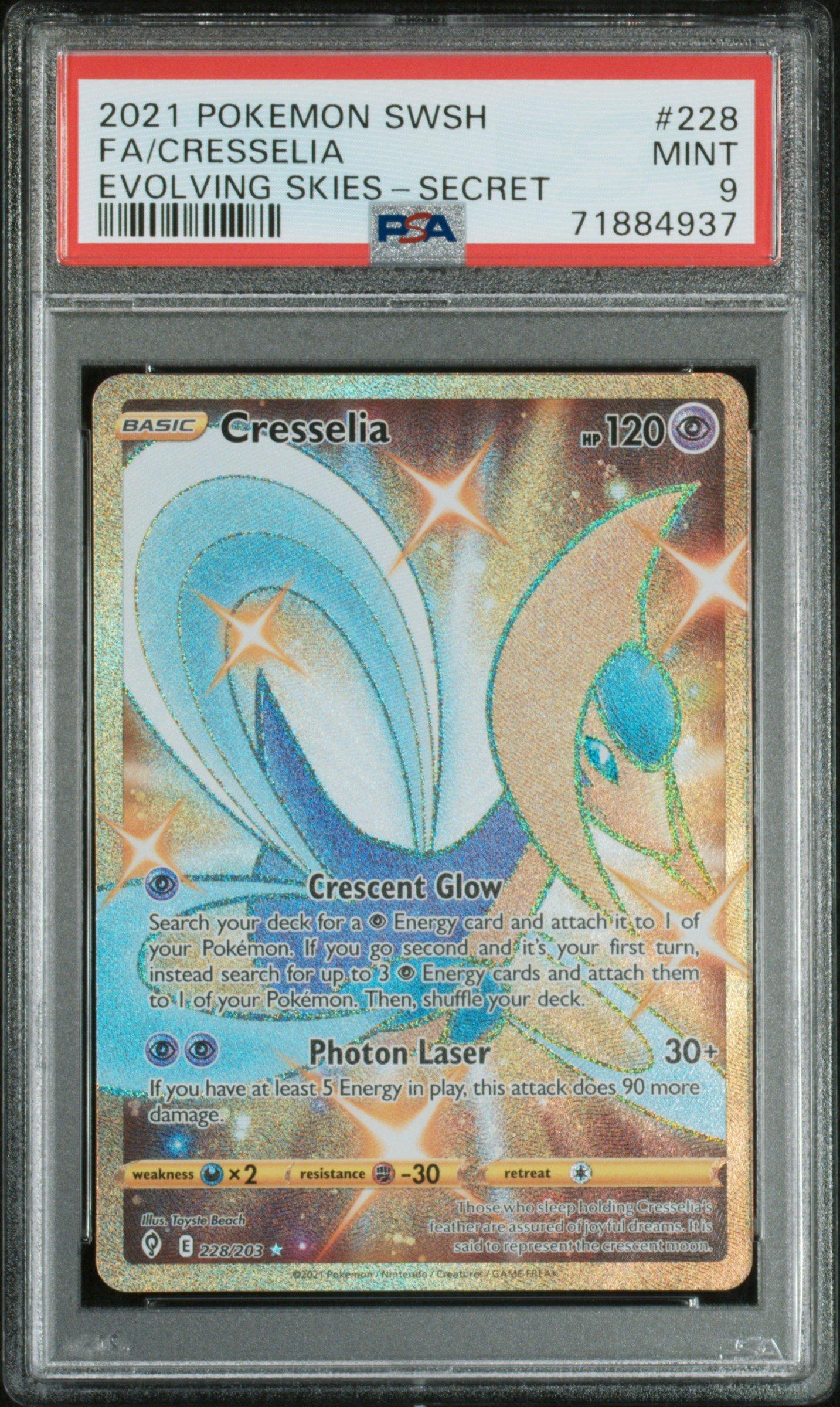 2021 Pokemon Sword & Shield Evolving Skies 228 Full Art/cresselia Secret PSA