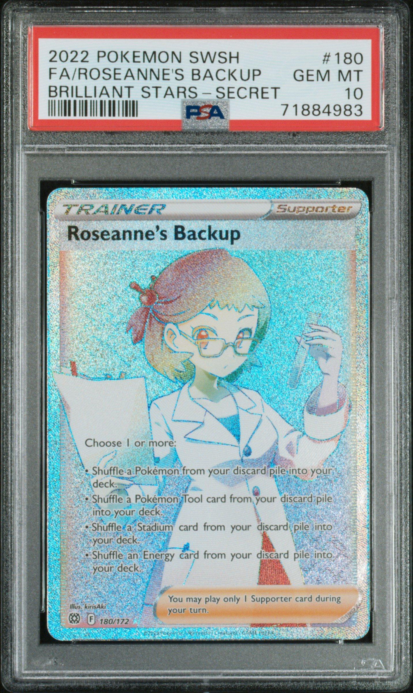 2022 Pokemon Sword & Shield Brilliant Stars 180 Full Art/roseanne's Backup Secret PSA