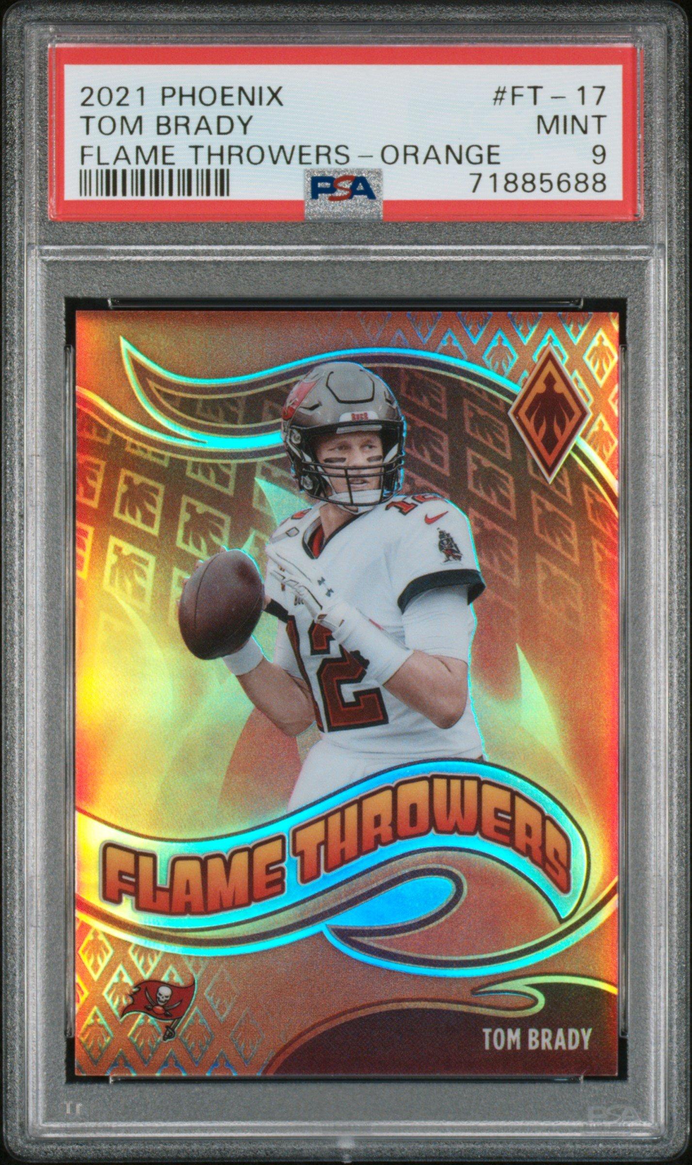 2021 Panini Phoenix Flame Throwers Ft-17 Tom Brady Orange PSA 9