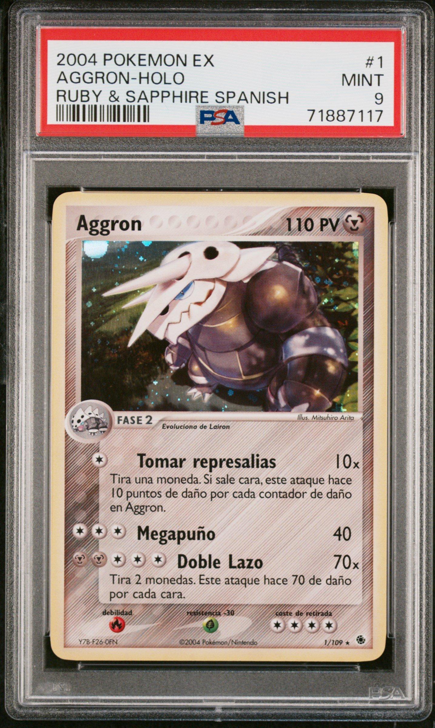2004 Pokemon Spanish Ex Ruby & Sapphire 1 Aggron-holo PSA 9