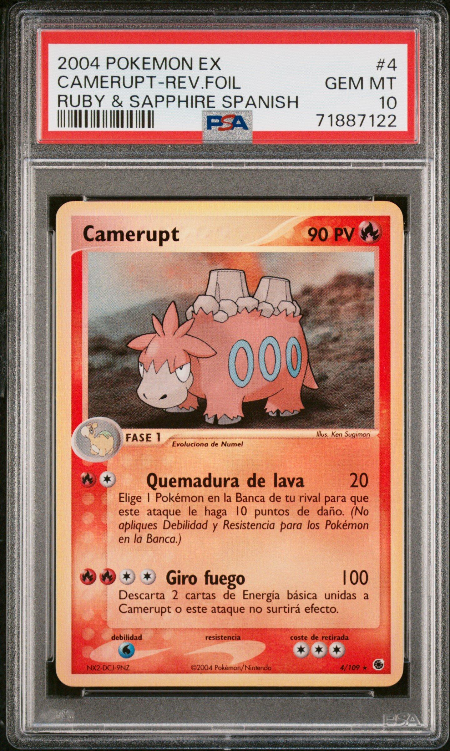 2004 Pokemon Spanish Ex Ruby & Sapphire 4 Camerupt-reverse Foil 