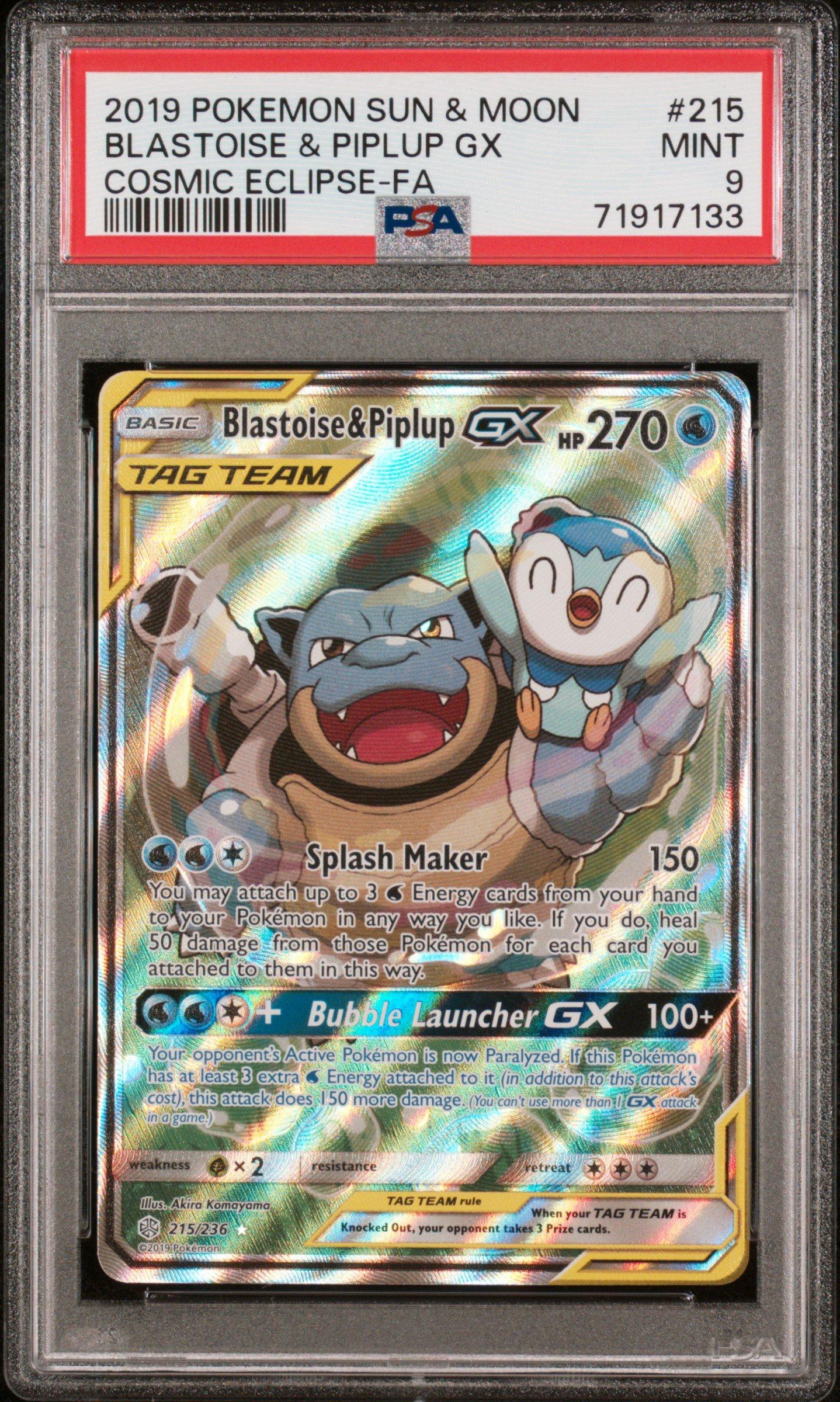 2019 Pokemon Sun & Moon Cosmic Eclipse 215 Full Art/blastoise & Piplup ...