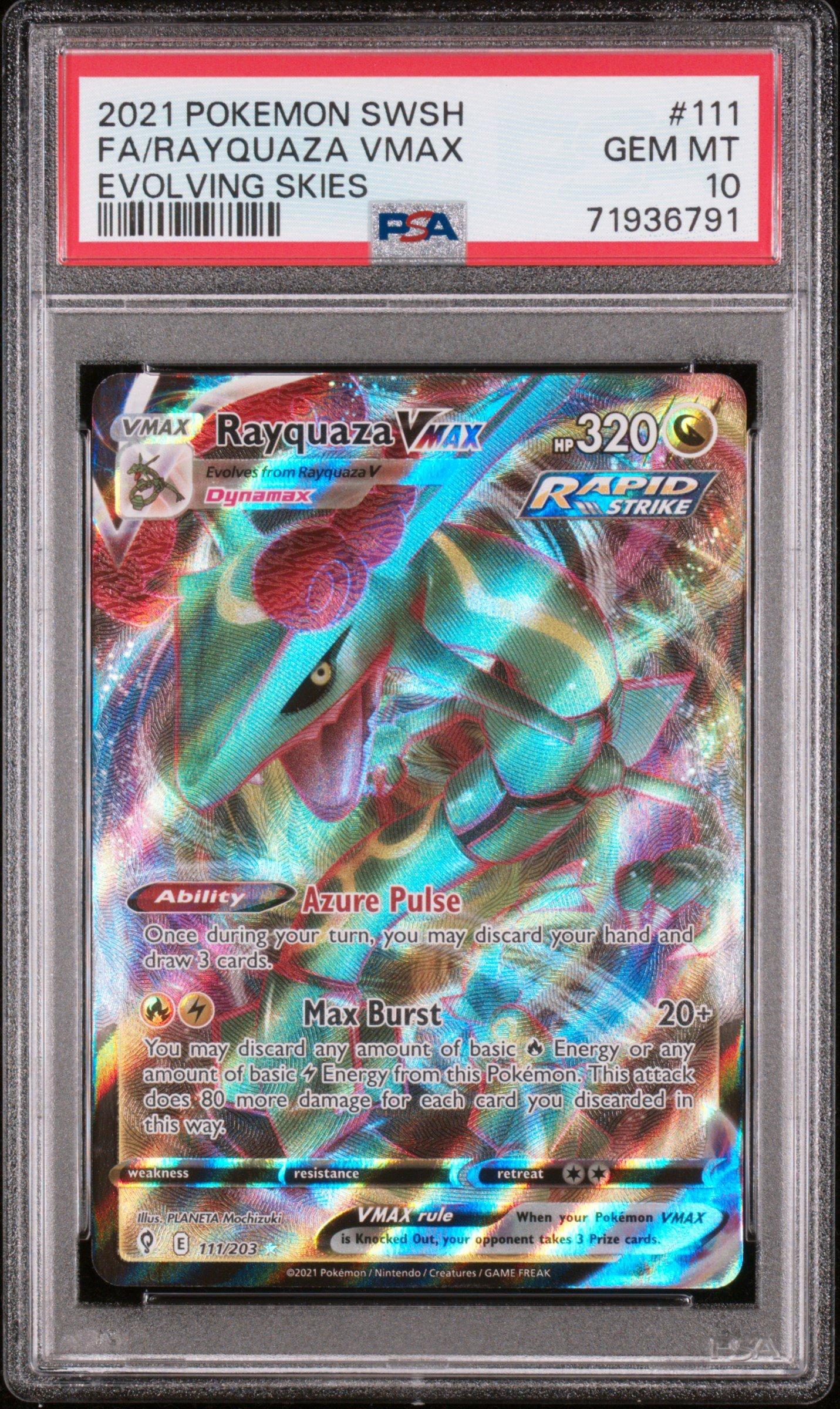2021 Pokemon Sword & Shield Evolving Skies 111 Full Art/rayquaza Vmax PSA  10 Graded Card | GameStop