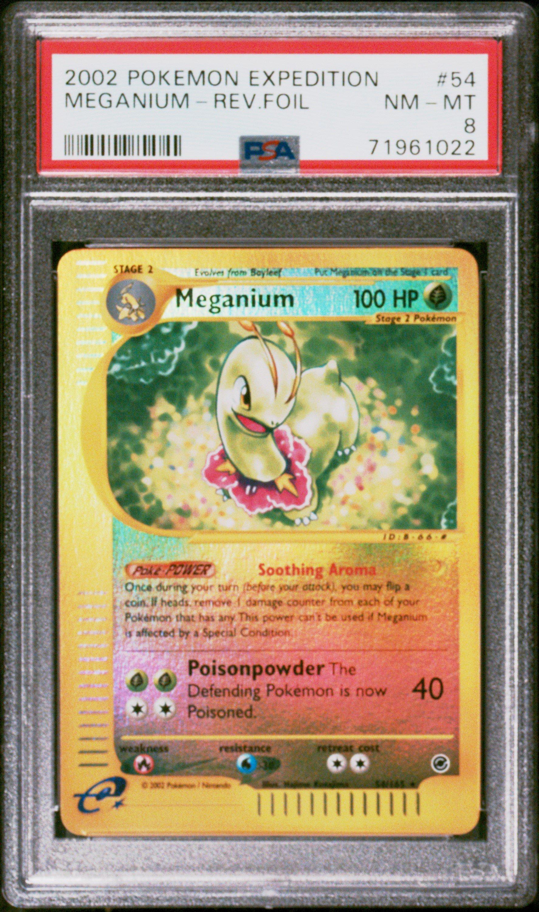 2002 Pokemon Expedition 54 Meganium-reverse Foil PSA 8