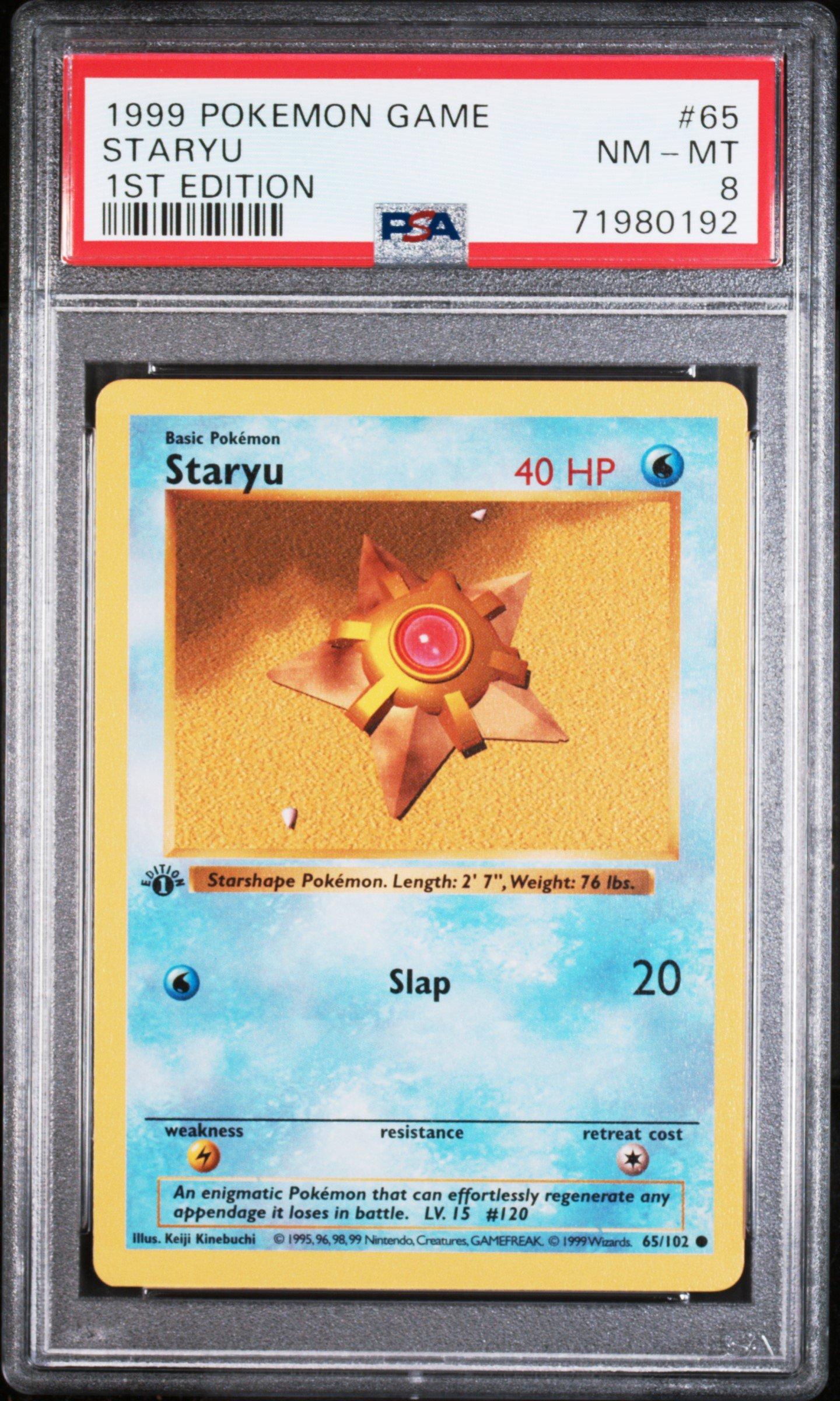 1999 Pokemon Game 65 Staryu 1st Edition PSA 8