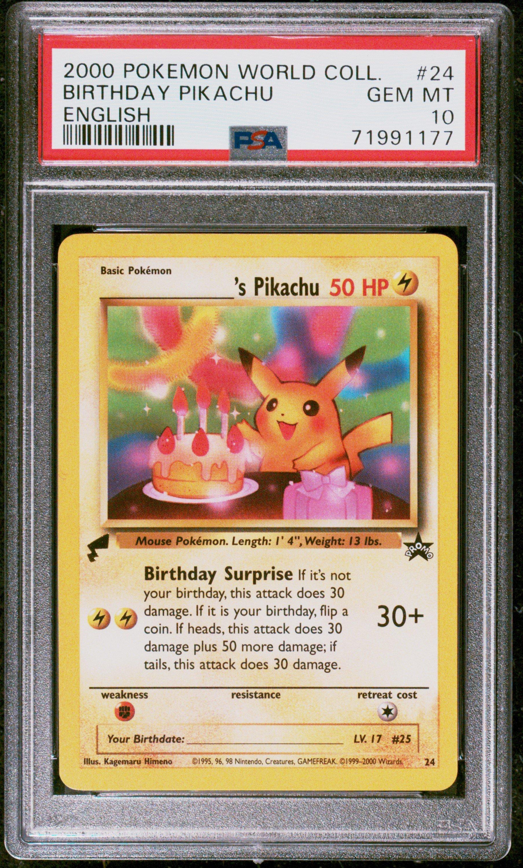 2000 Pokemon Pikachu World 24 Birthday Pikachu PSA 10