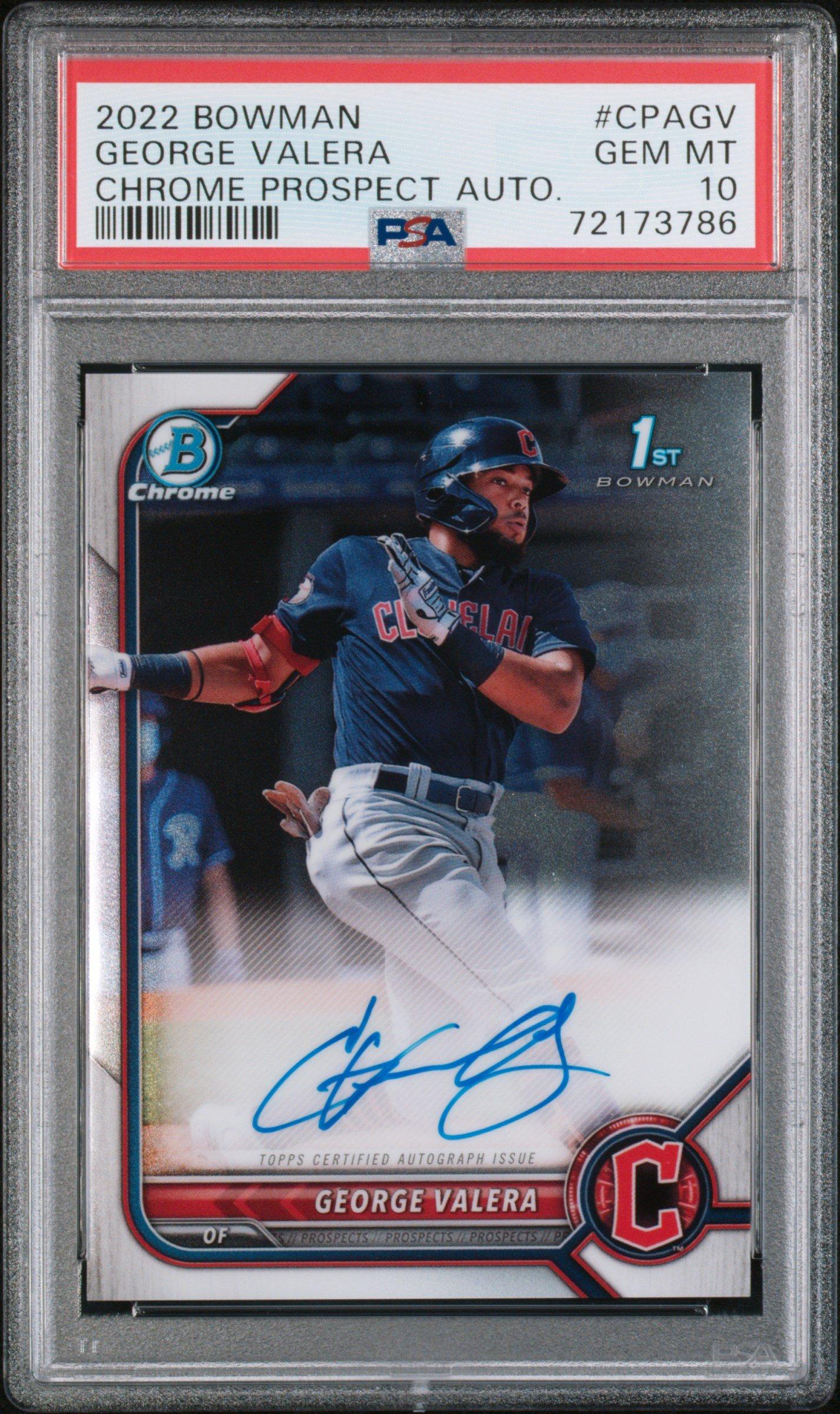 2022 Bowman Chrome Prospect Autographs Cpagv George Valera PSA