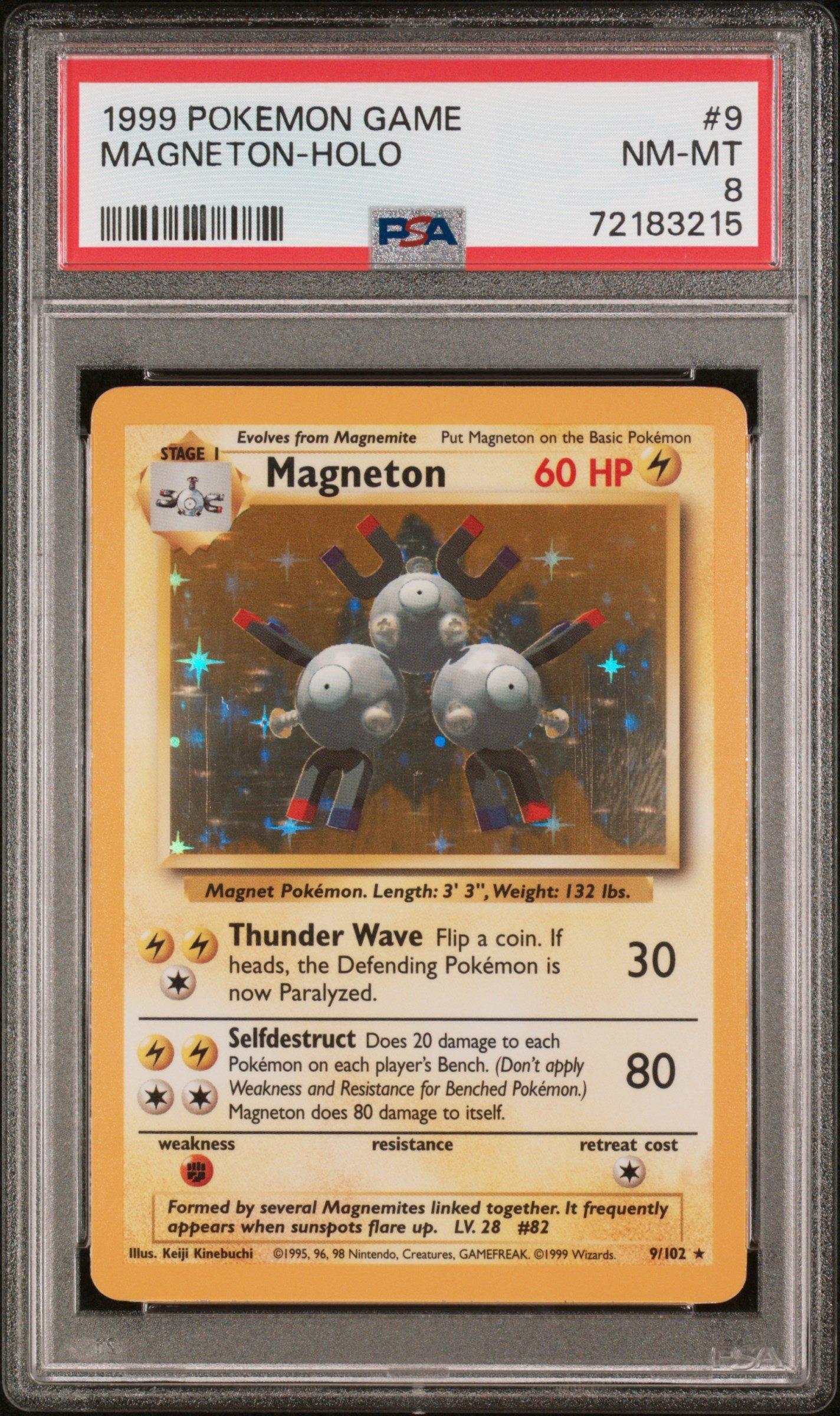 1999 Pokemon Game 9 Magneton-holo PSA 8