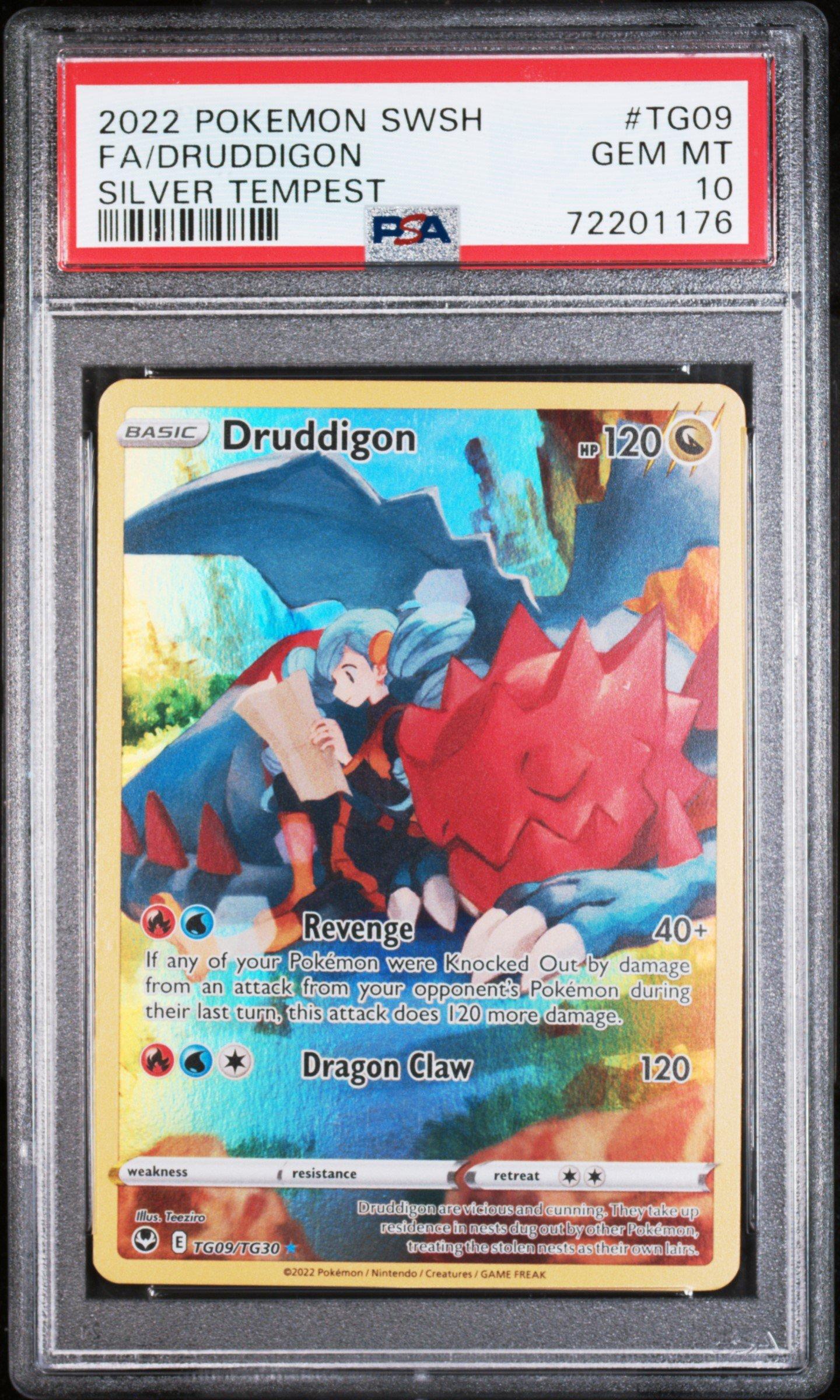 2022 Pokemon Sword & Shield Silver Tempest Tg09 Full Art/druddigon PSA ...