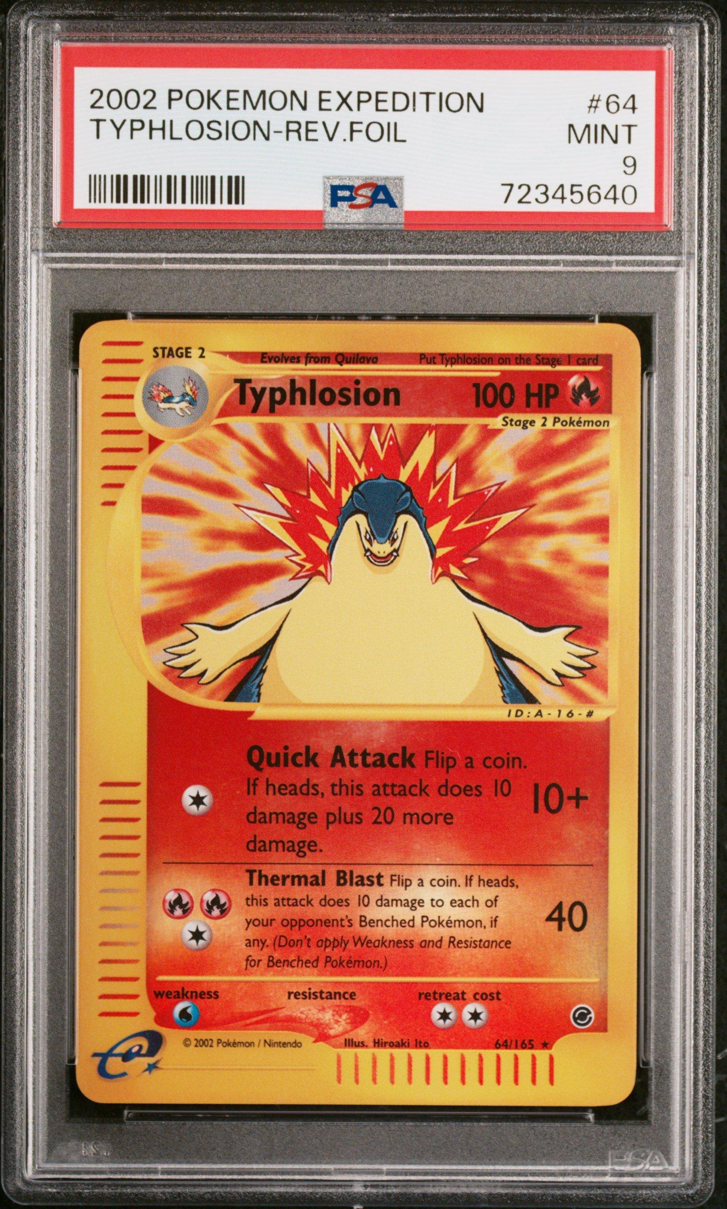 2002 Pokemon Expedition 64 Typhlosion-reverse Foil PSA 9 Graded