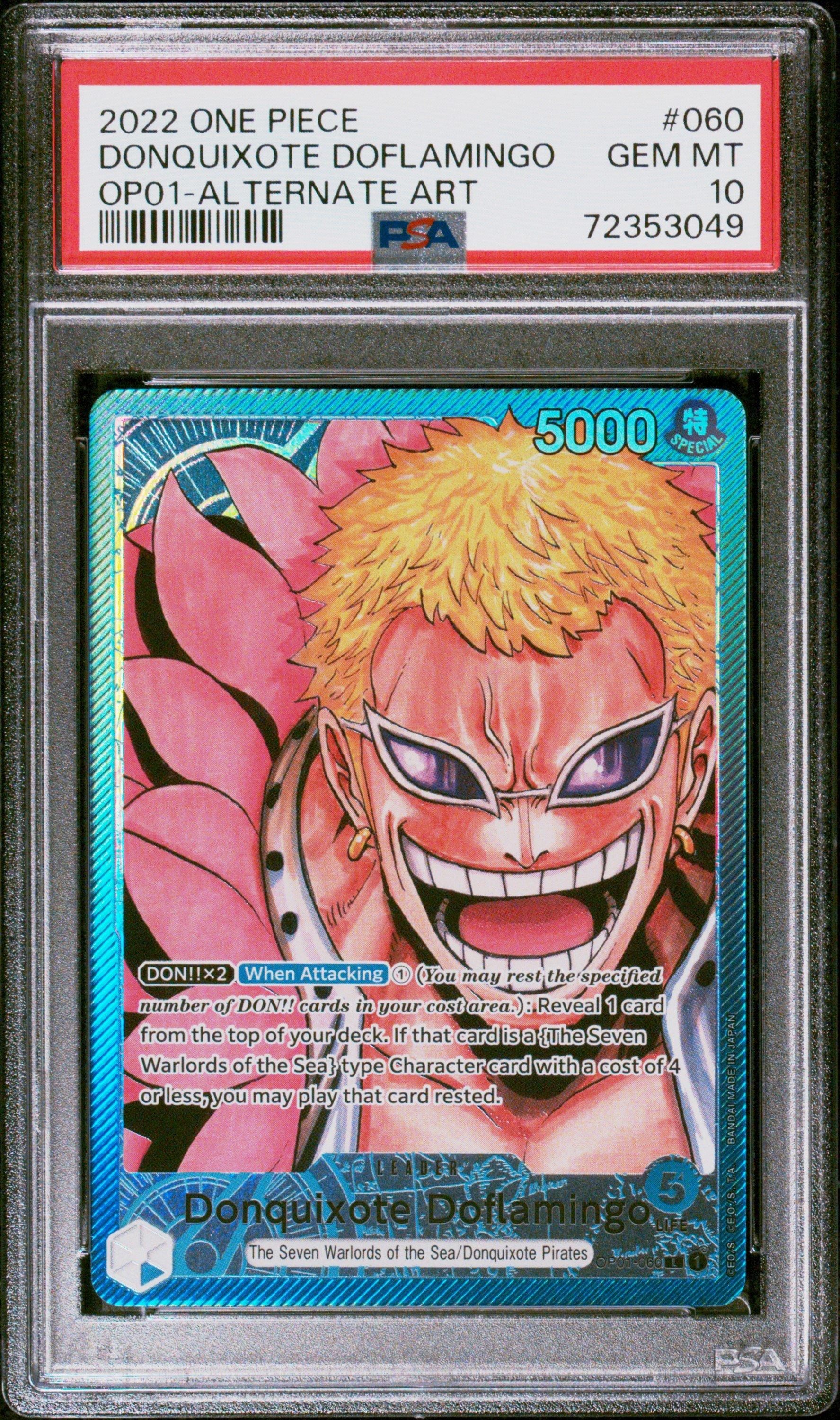 2022 One Piece Op01-romance Dawn 060 Donquixote Doflamingo Alternate Art PSA 10