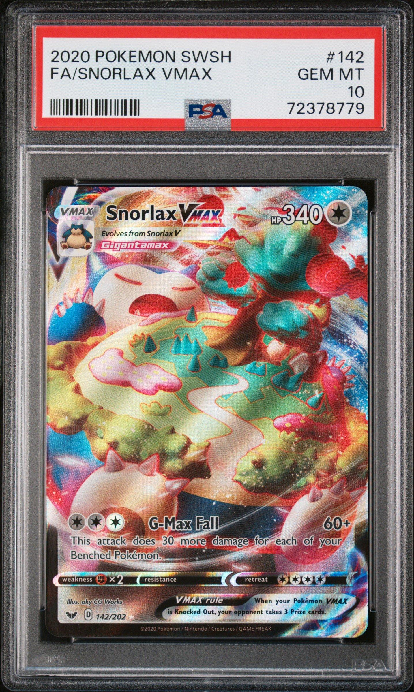2020 Pokemon Sword & Shield 142 Full Art/snorlax Vmax PSA 10