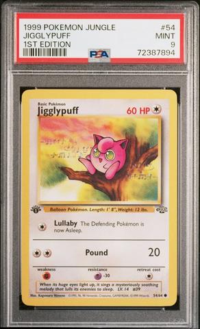 1999 jigglypuff pokemon card value Jigglypuff 54/64 PSA 9 Graded Common Pokemon Card (1999 Pokemon Jungle) +  TitanCards Toploader: Amazon.de: Toys