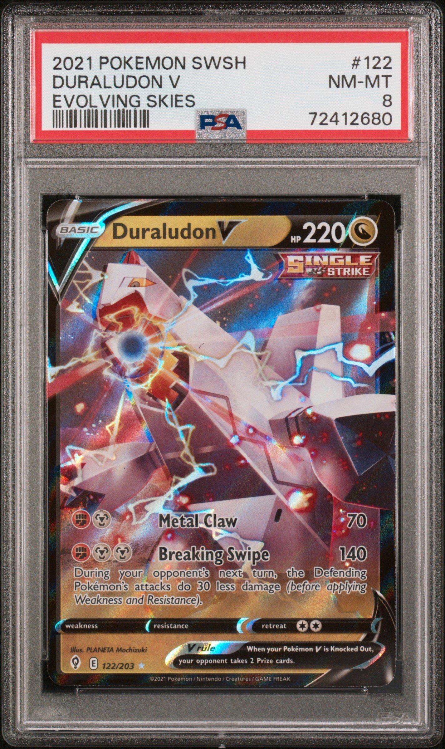 2021 Pokemon Sword & Shield Evolving Skies 122 Duraludon V PSA 8