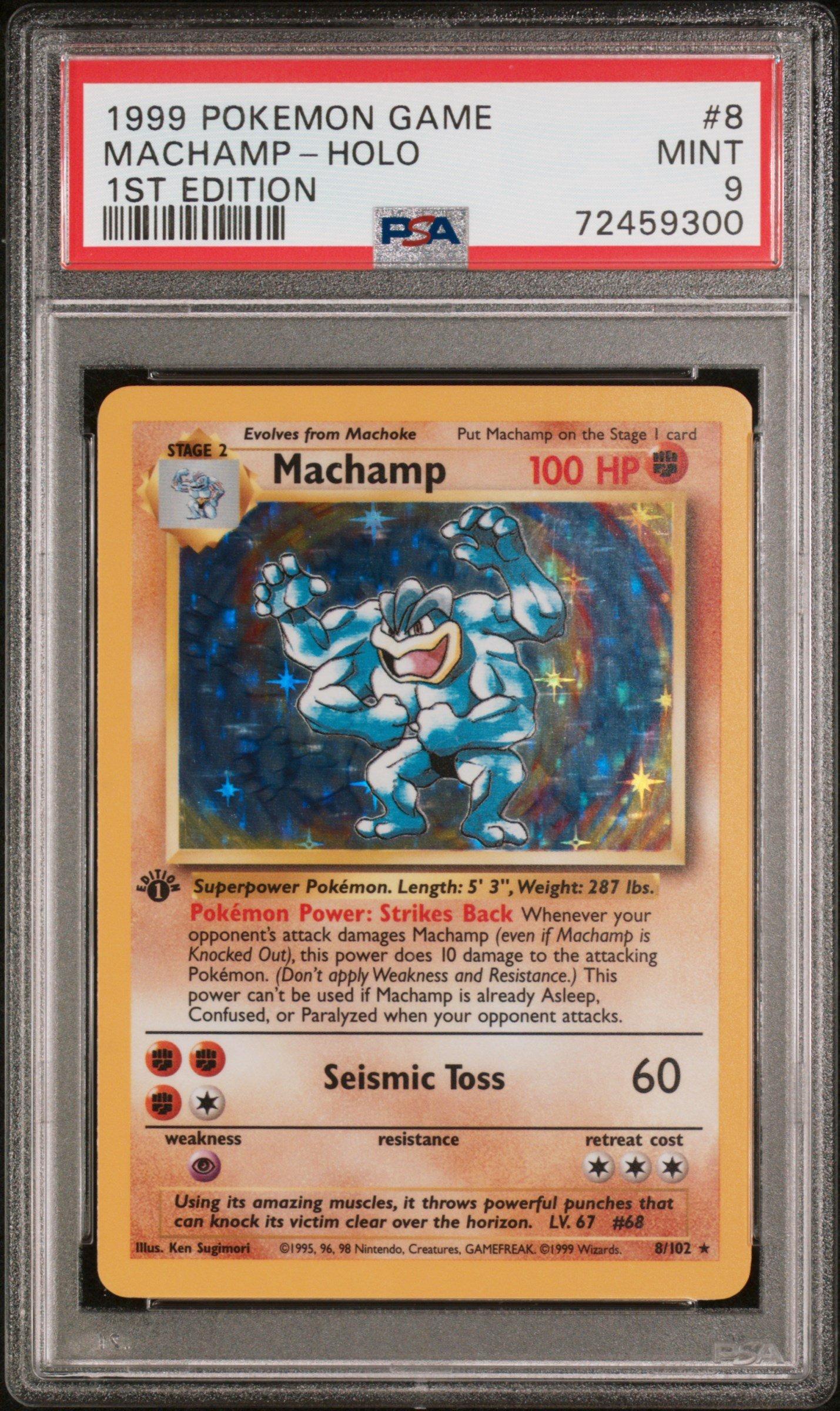 1999 Pokemon Game 8 Machamp-holo 1st Edition PSA 9 Graded Card